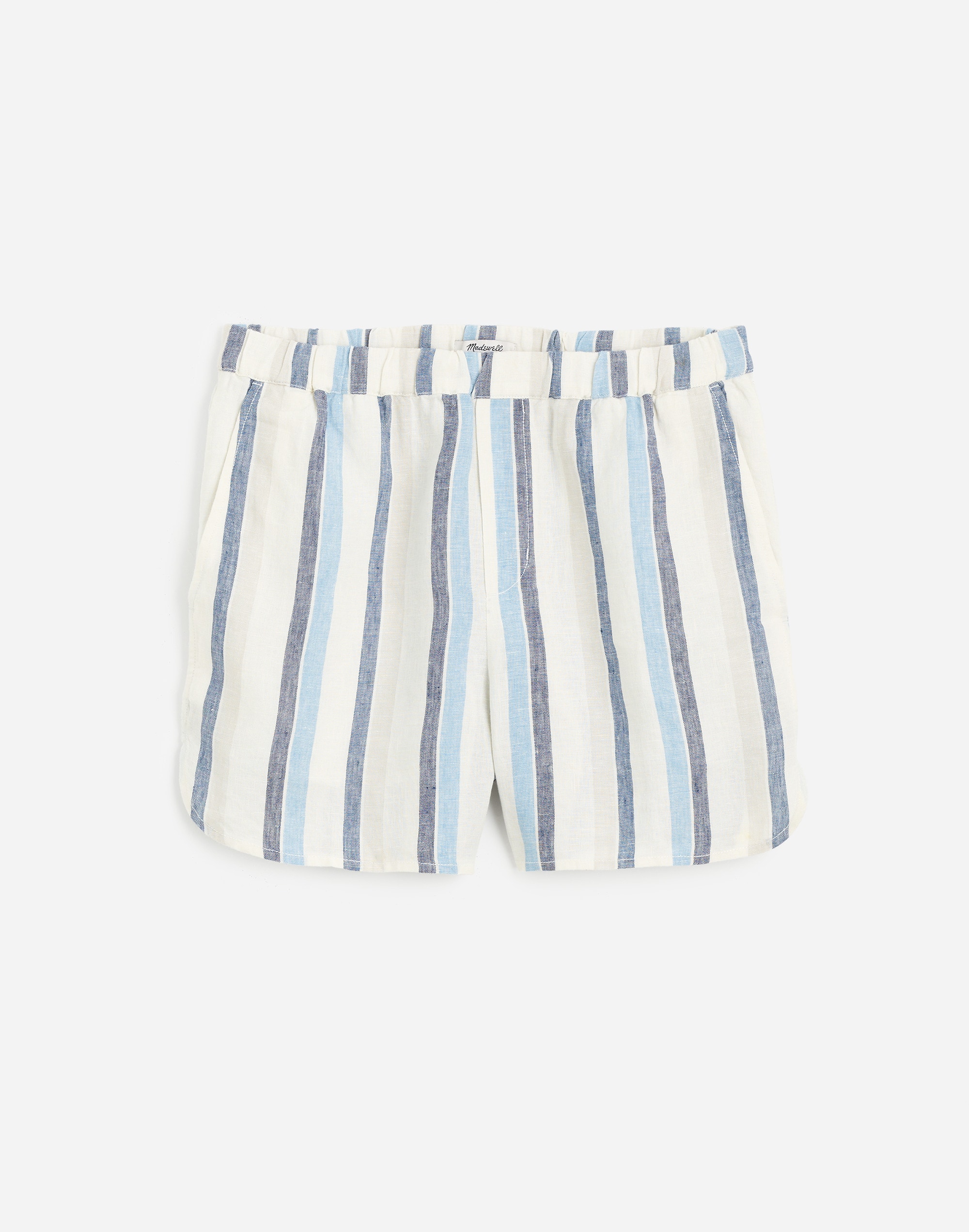 Curved Hem Pull-On Shorts in 100% Linen