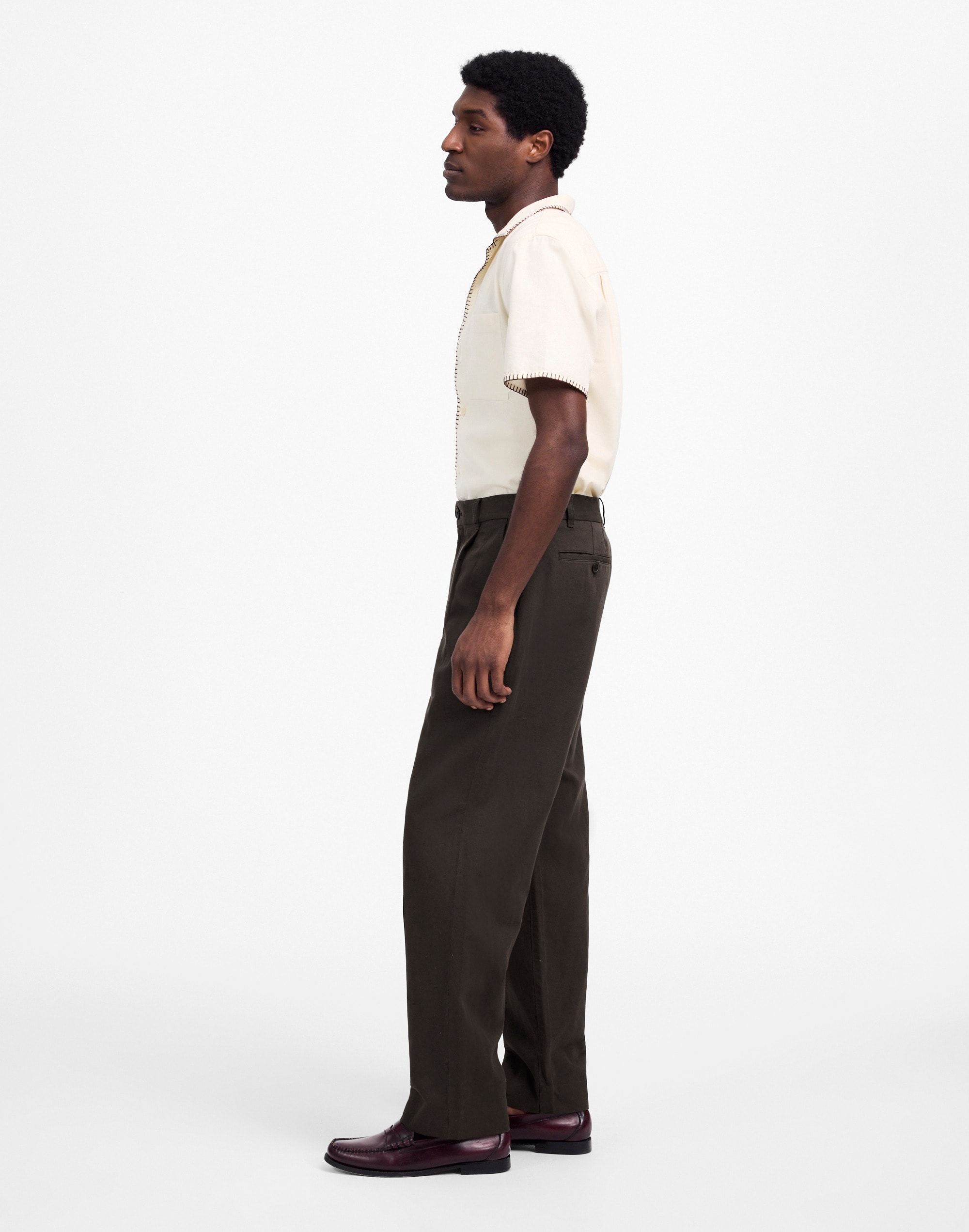 Pleated Trousers in Cotton-Linen Blend