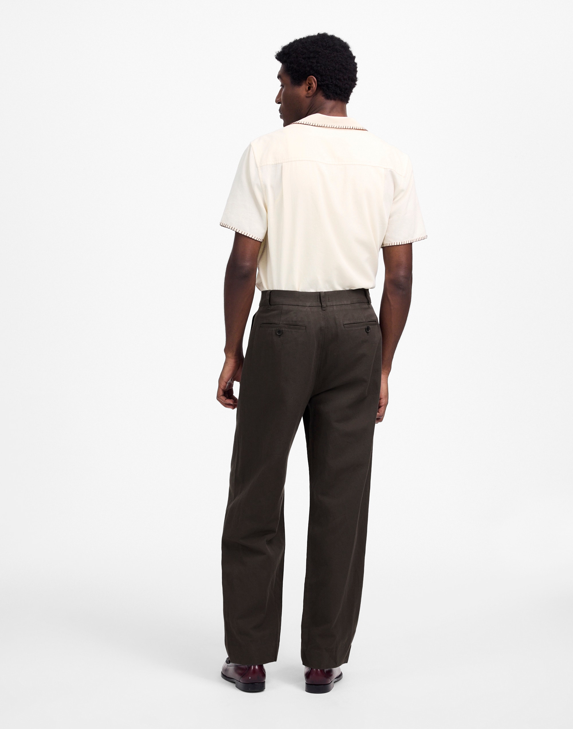 Pleated Trousers in Cotton-Linen Blend