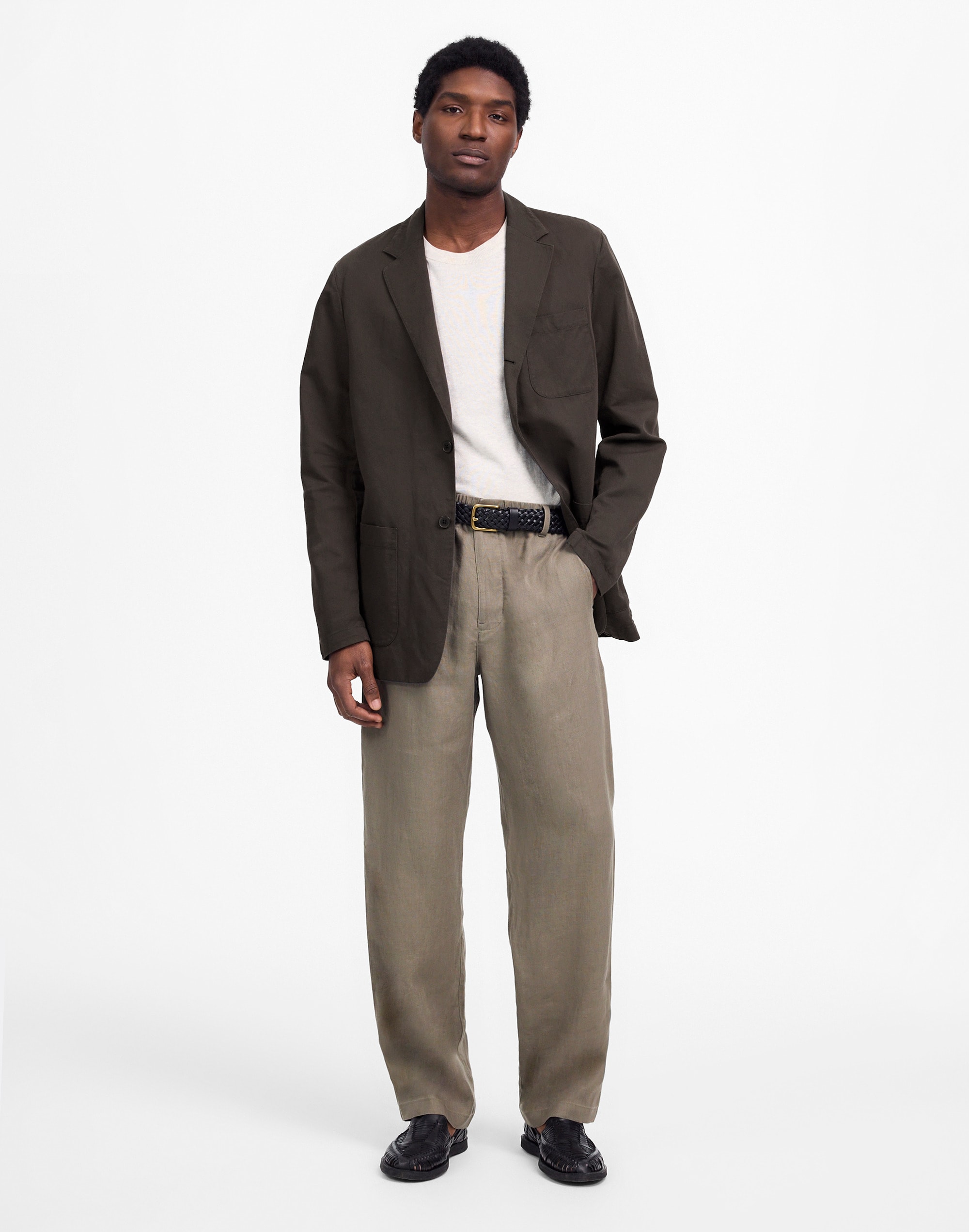 Unstructured Blazer in Cotton-Linen Blend