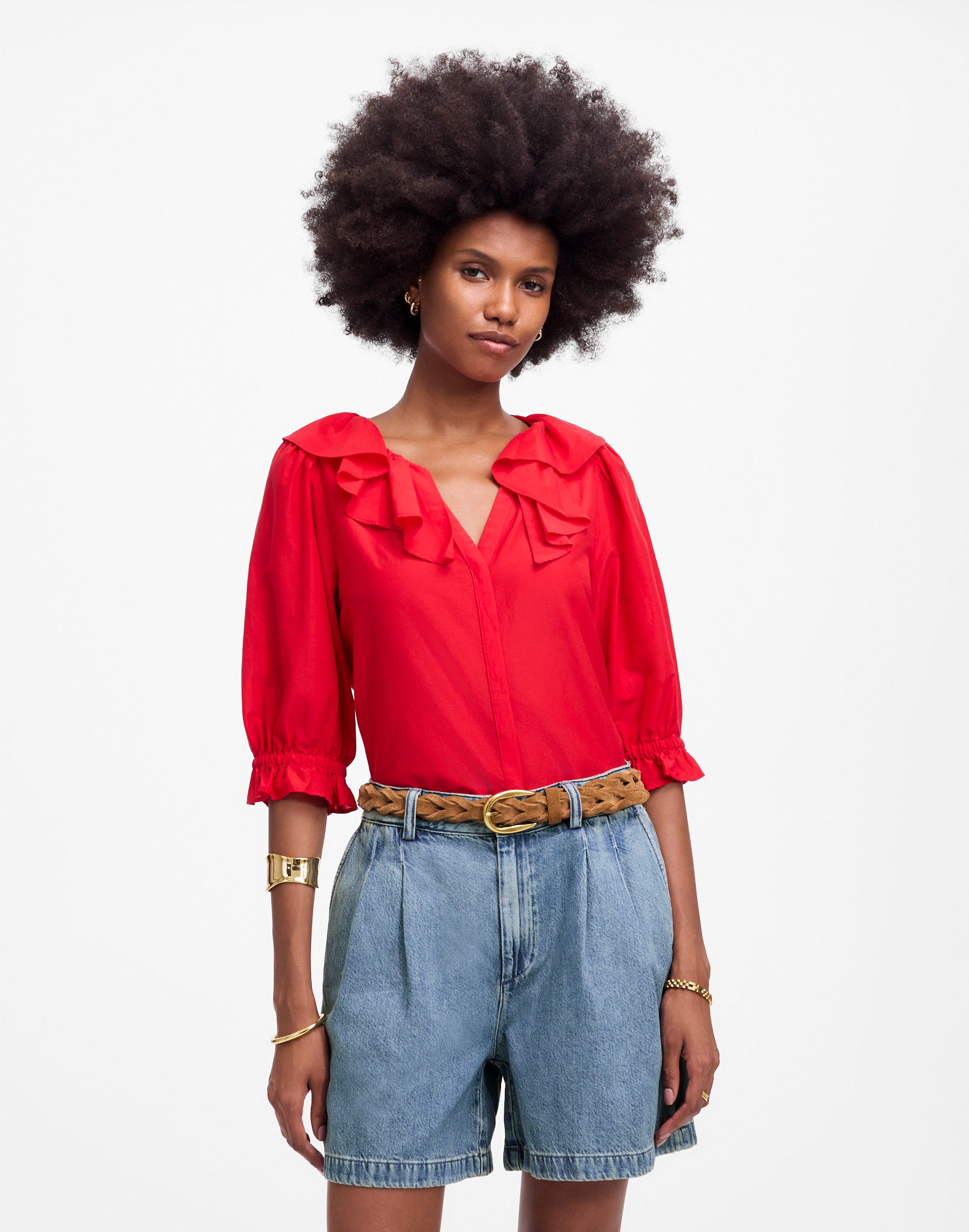 Pleated Trouser Short in Robertson Wash: Airy Denim Edition