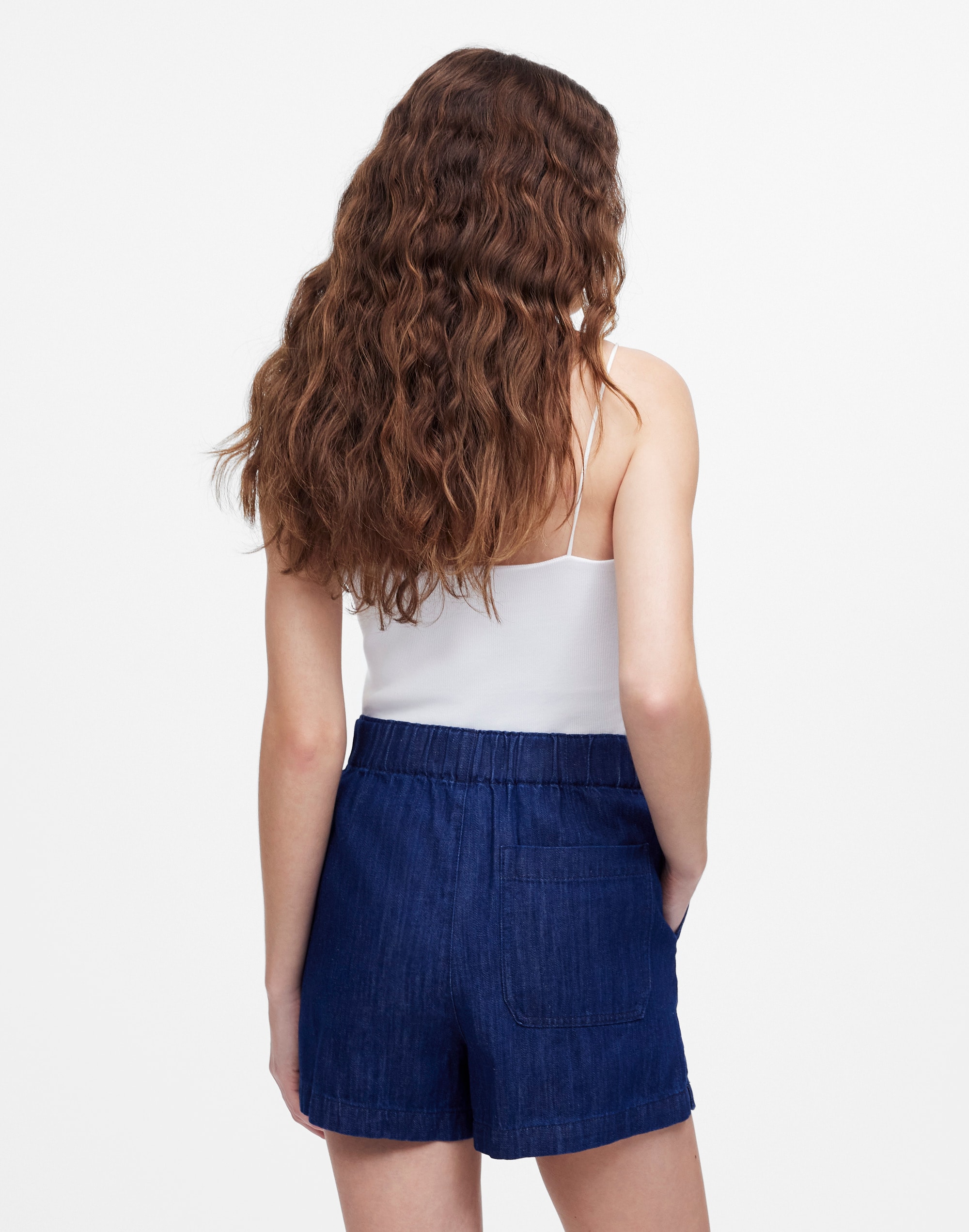 Denim Pull-On Shorts in Bright Rinse Wash Alternate Image 4