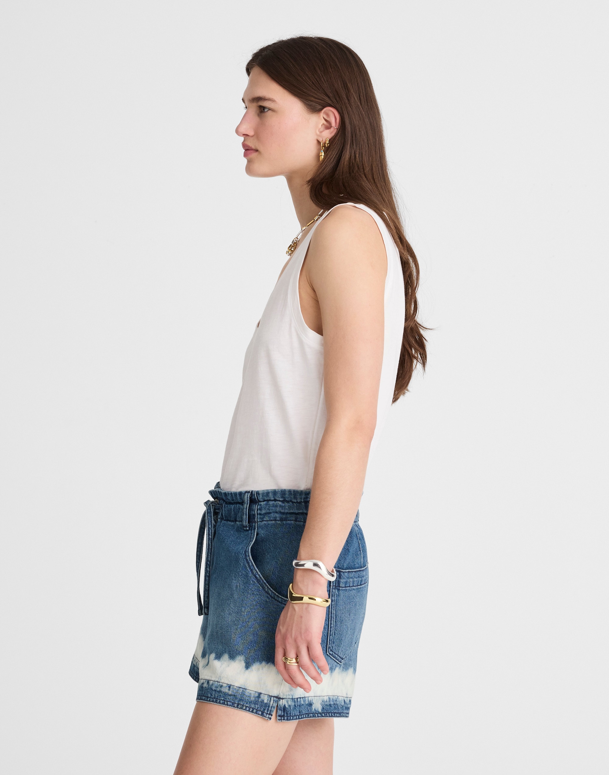 Tie-Waist Denim Shorts