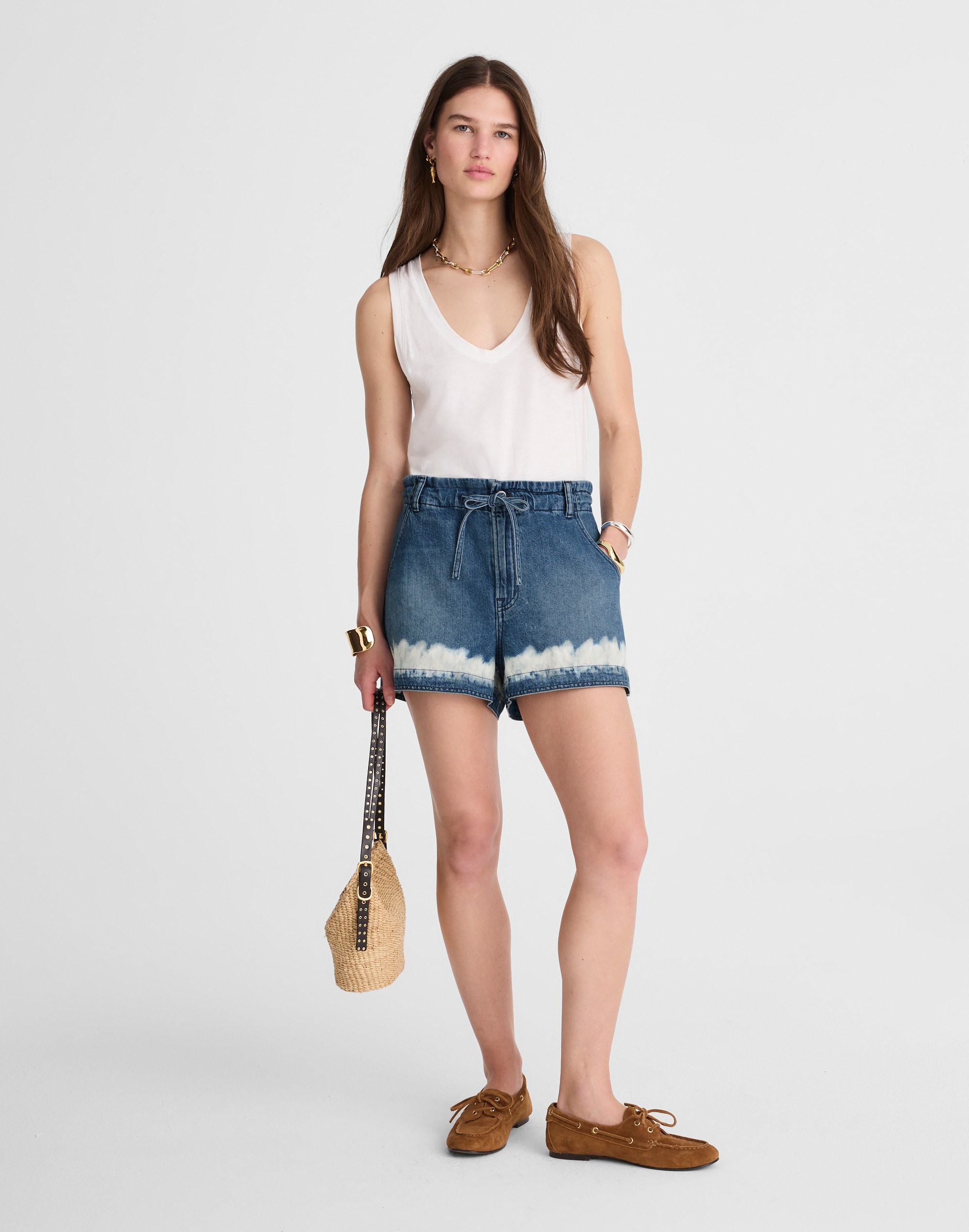 Tie-Waist Denim Shorts