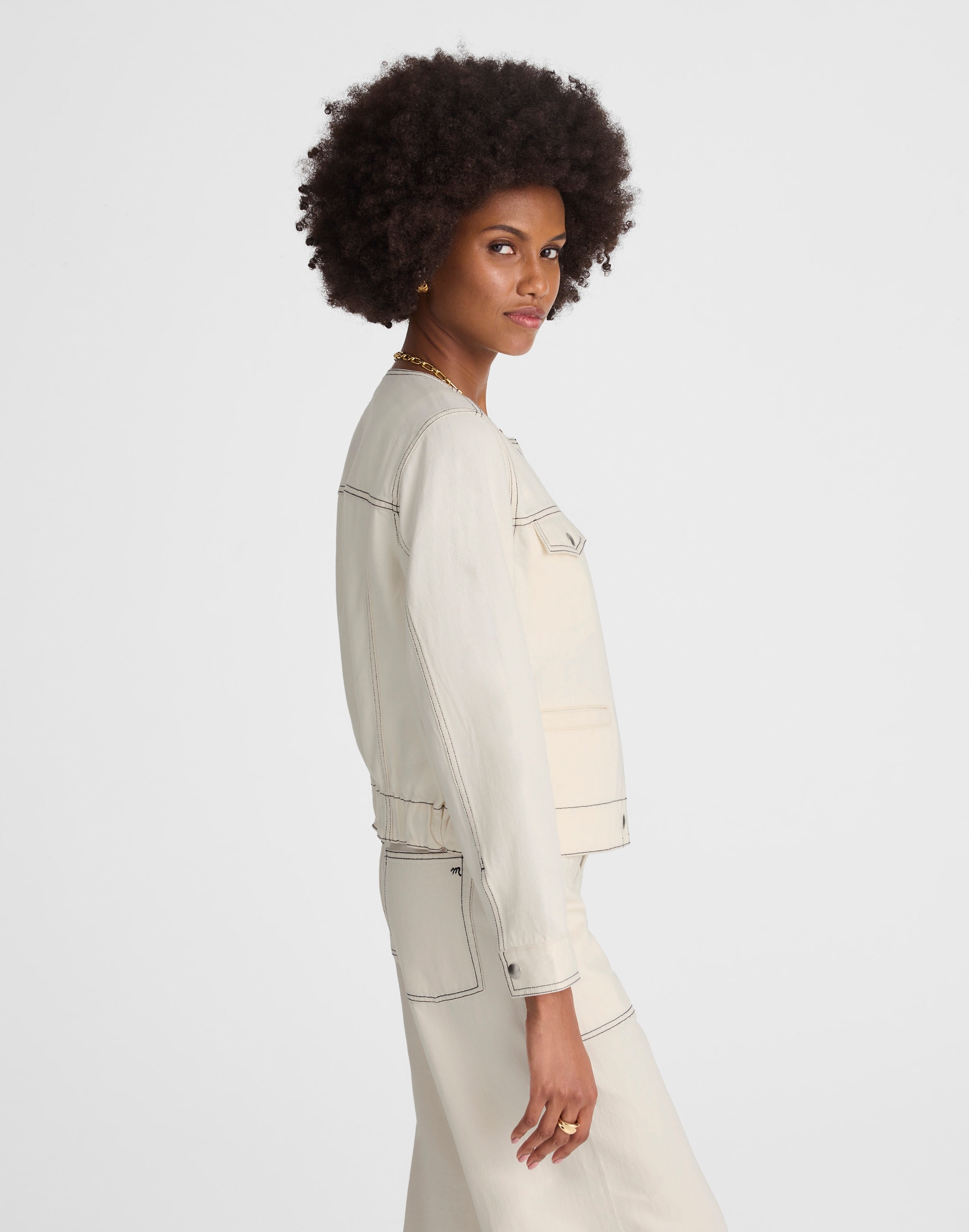 Denim Cinched Lady Jacket in Vintage Canvas Alternate Image 3