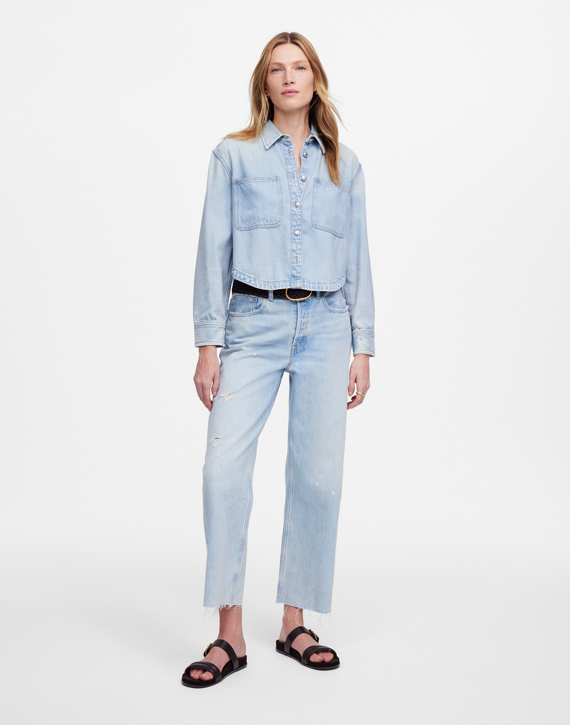 Cropped Shirt Jacket in Foster Wash: Airy Denim Edition
