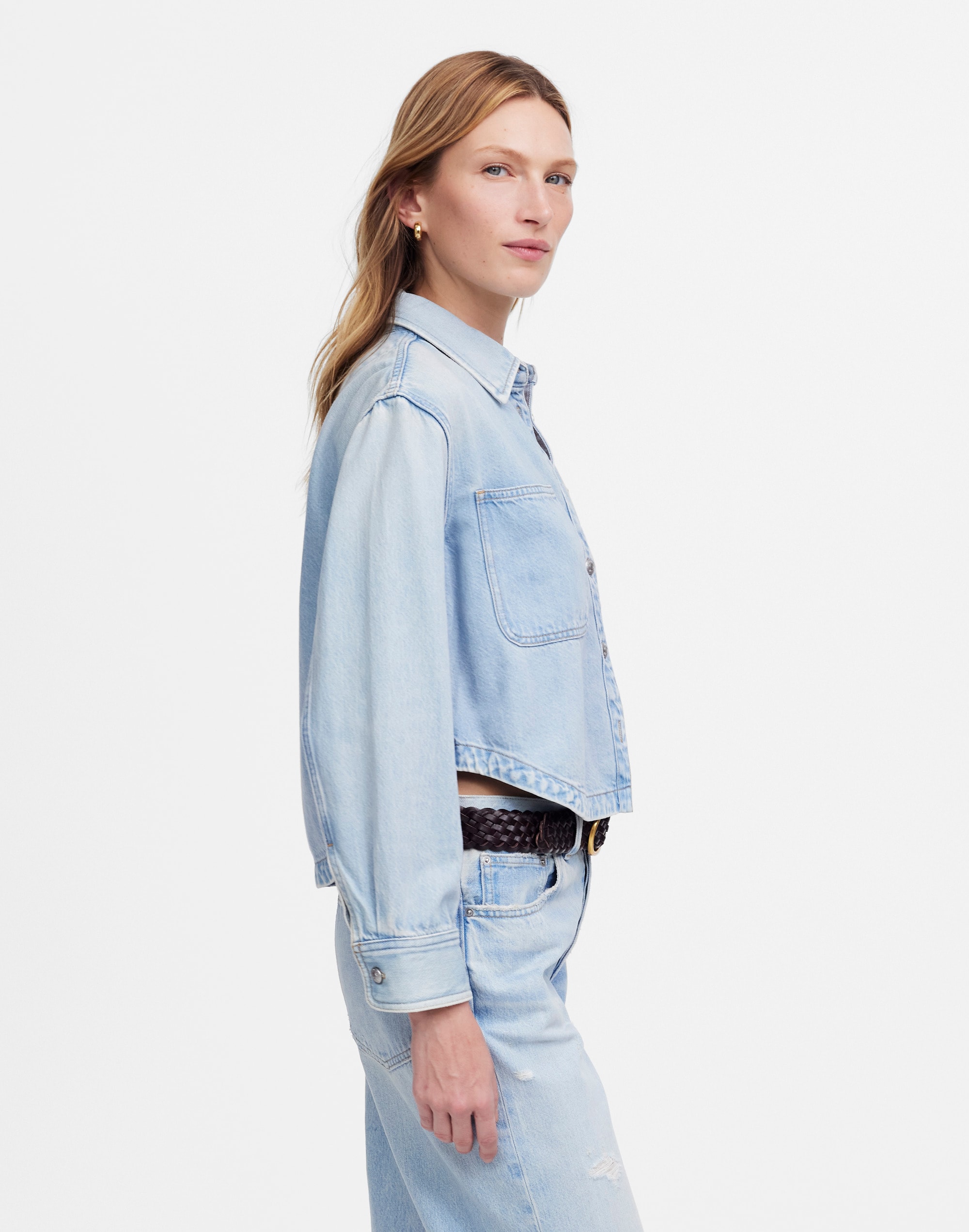 Cropped Shirt Jacket in Foster Wash: Airy Denim Edition