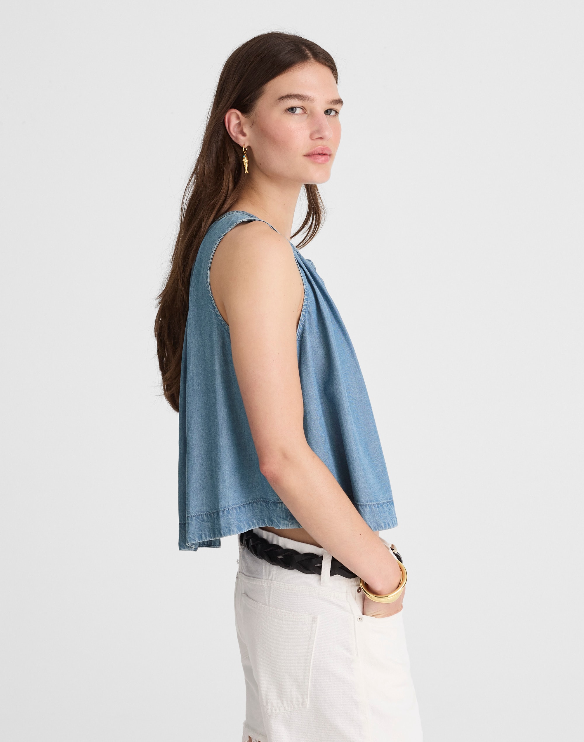Button-Front Tank in Ashbury Wash: Airy Denim Edition