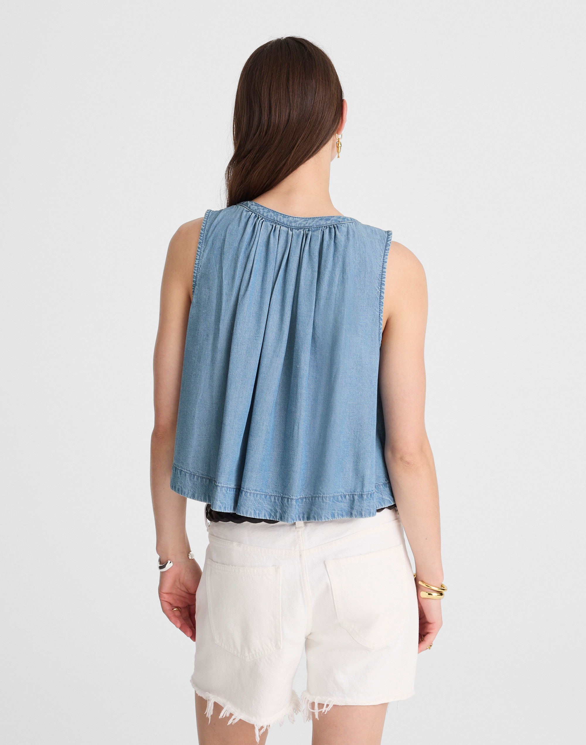 Button-Front Tank in Ashbury Wash: Airy Denim Edition