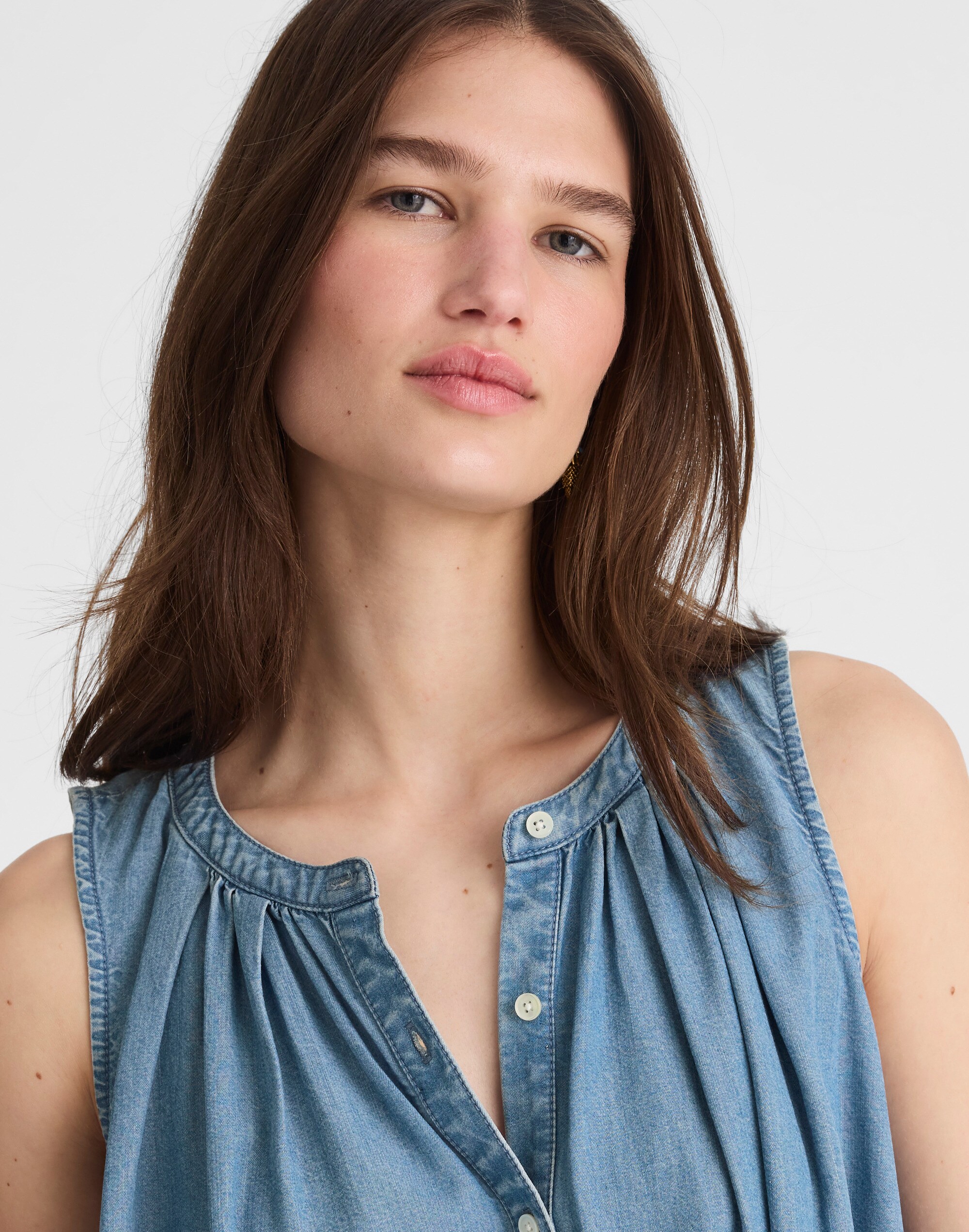 Button-Front Tank in Ashbury Wash: Airy Denim Edition