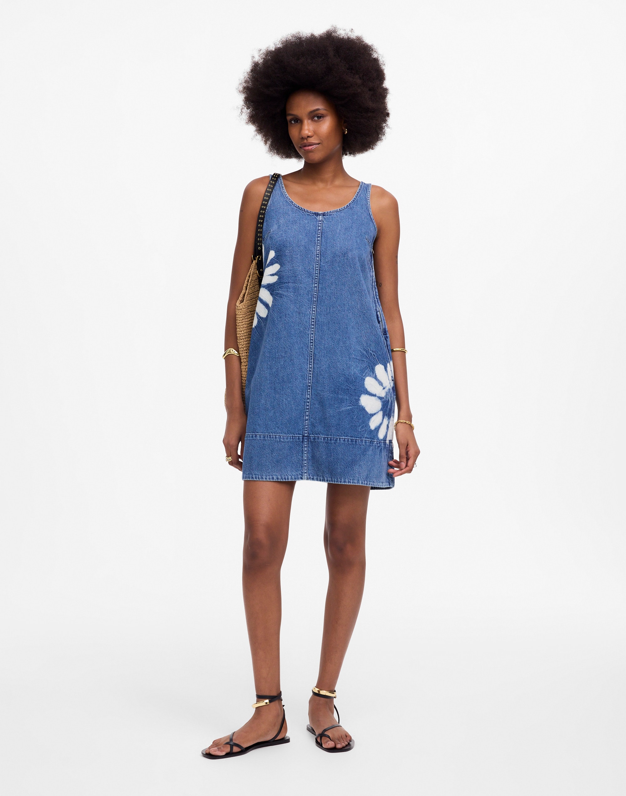 Denim Scoopneck Mini Dress