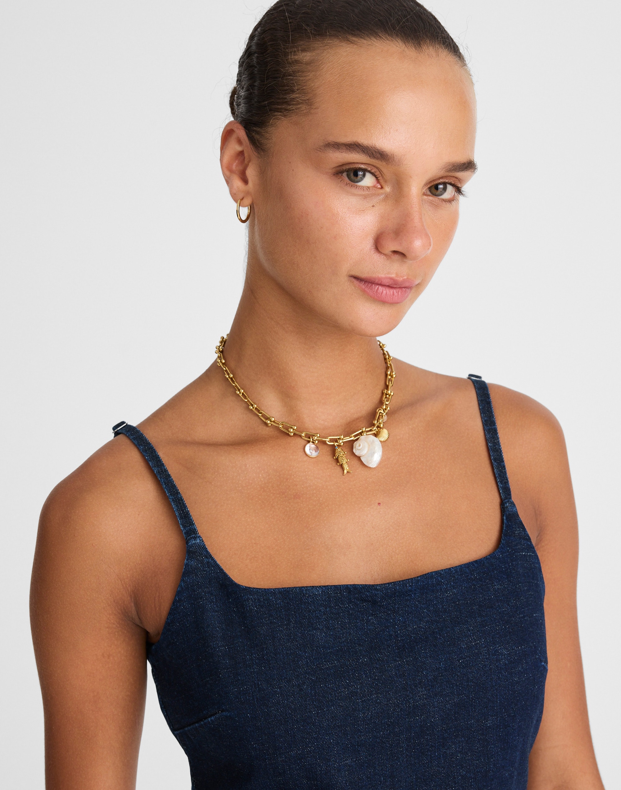 Denim Squareneck Romper in Briant Wash Alternate Image 5