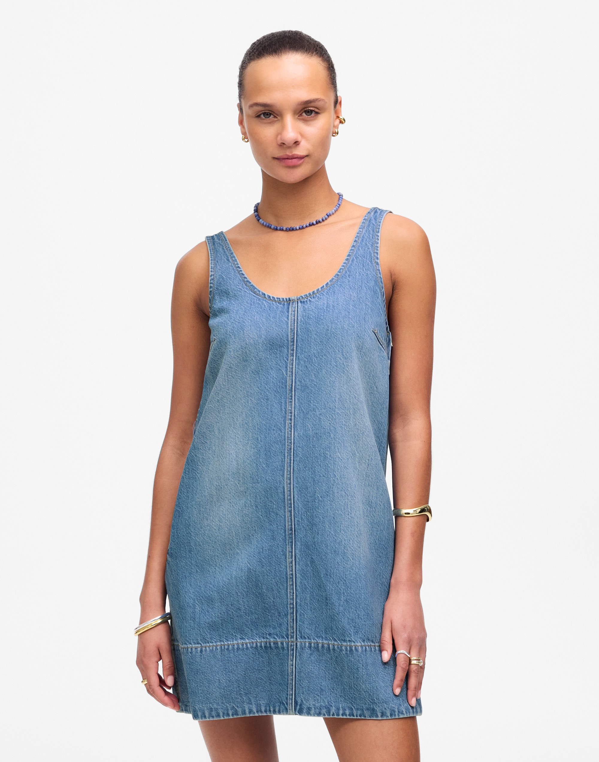 Denim Scoopneck Mini Dress