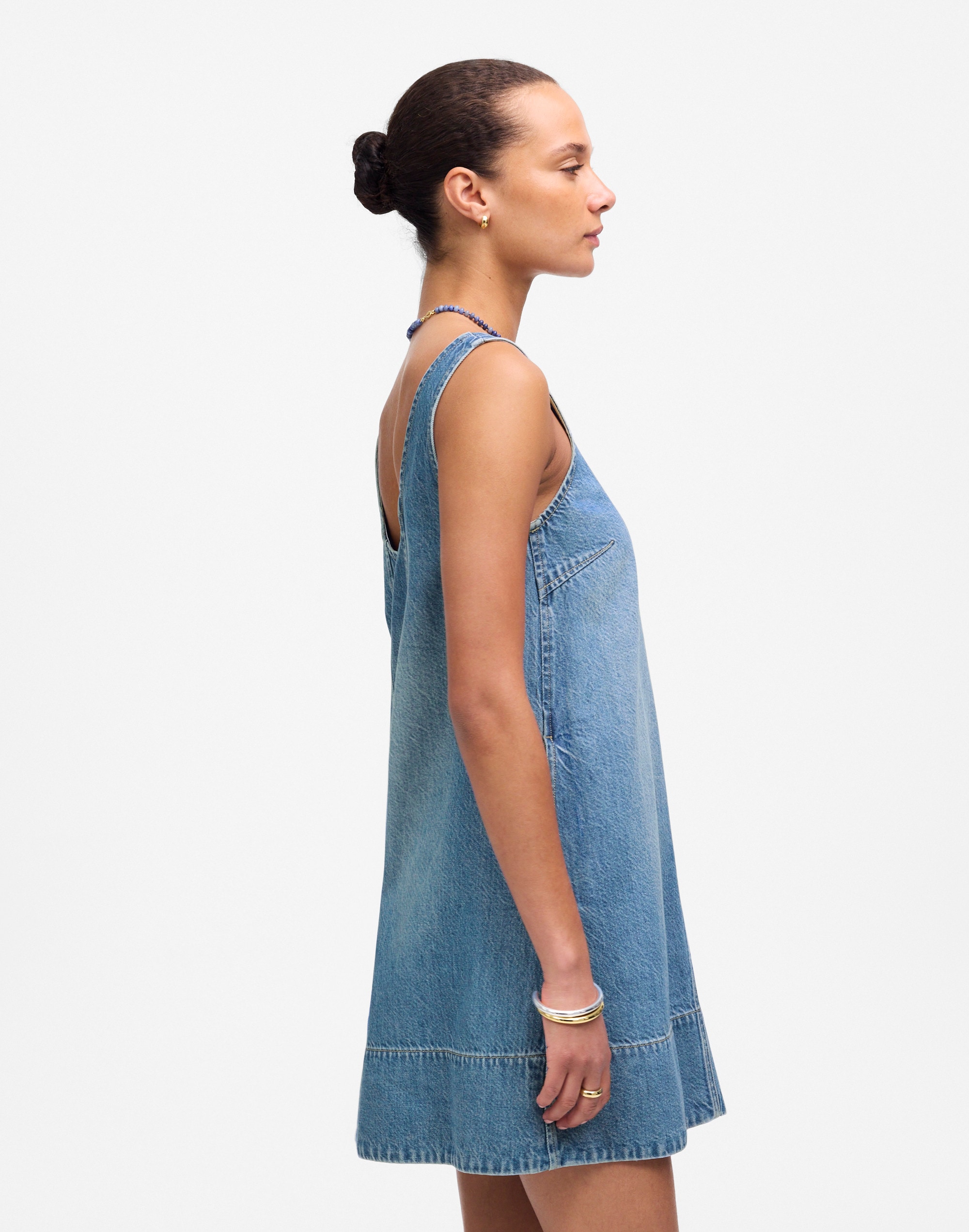 Denim Scoopneck Mini Dress
