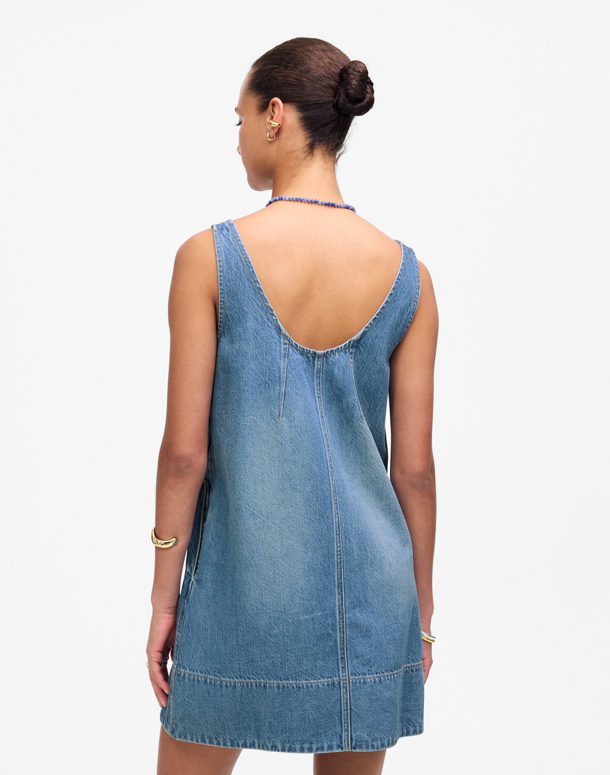 Denim Scoopneck Mini Dress