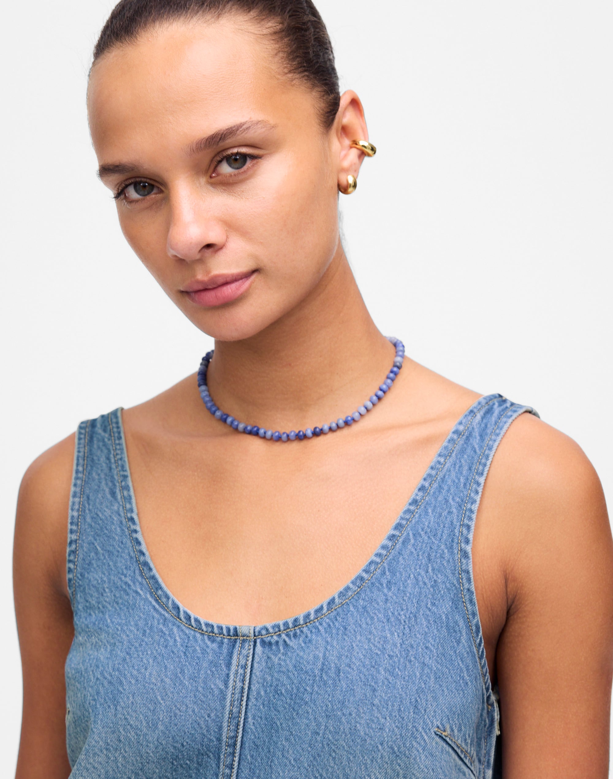 Denim Scoopneck Mini Dress