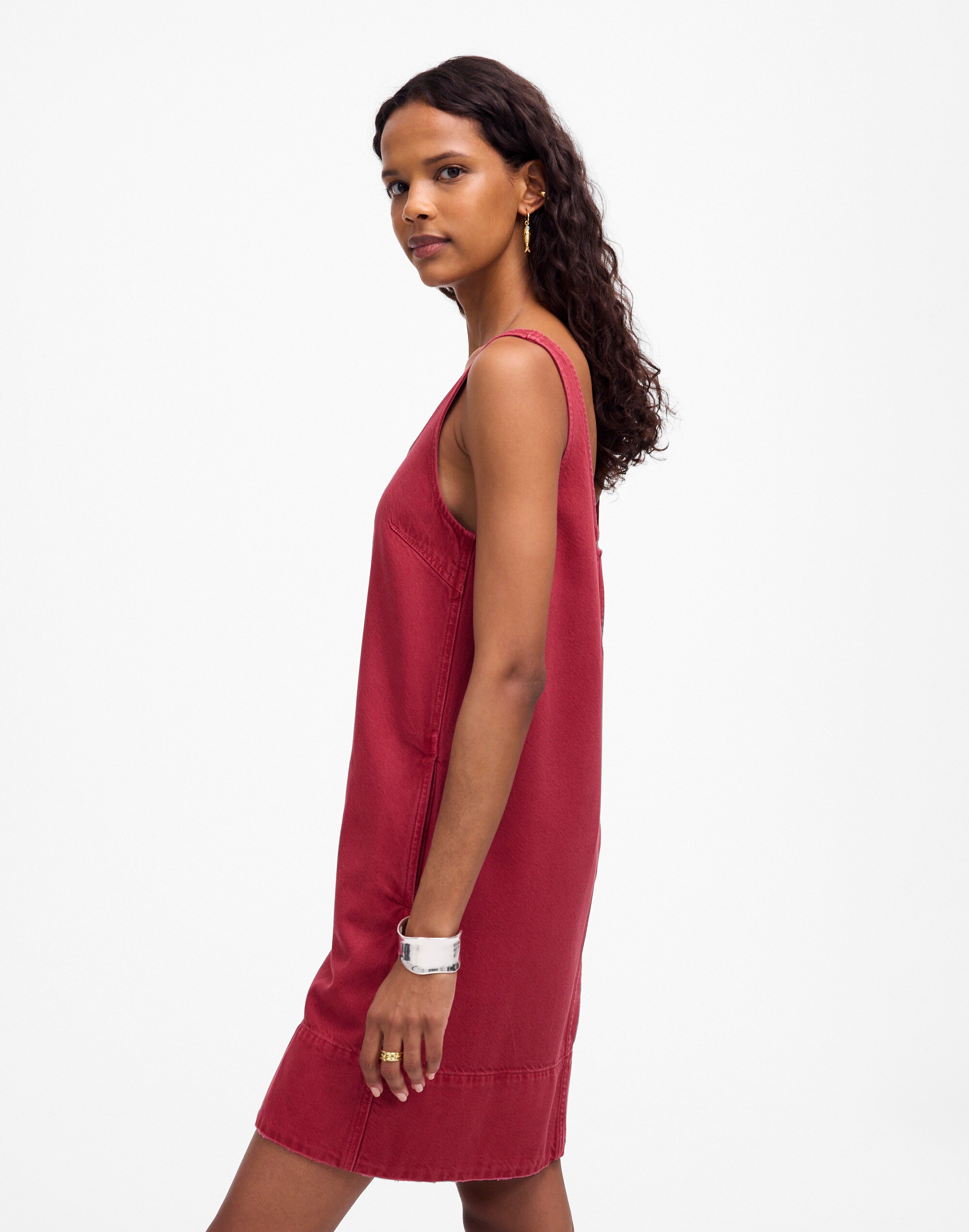 Denim Scoopneck Mini Dress