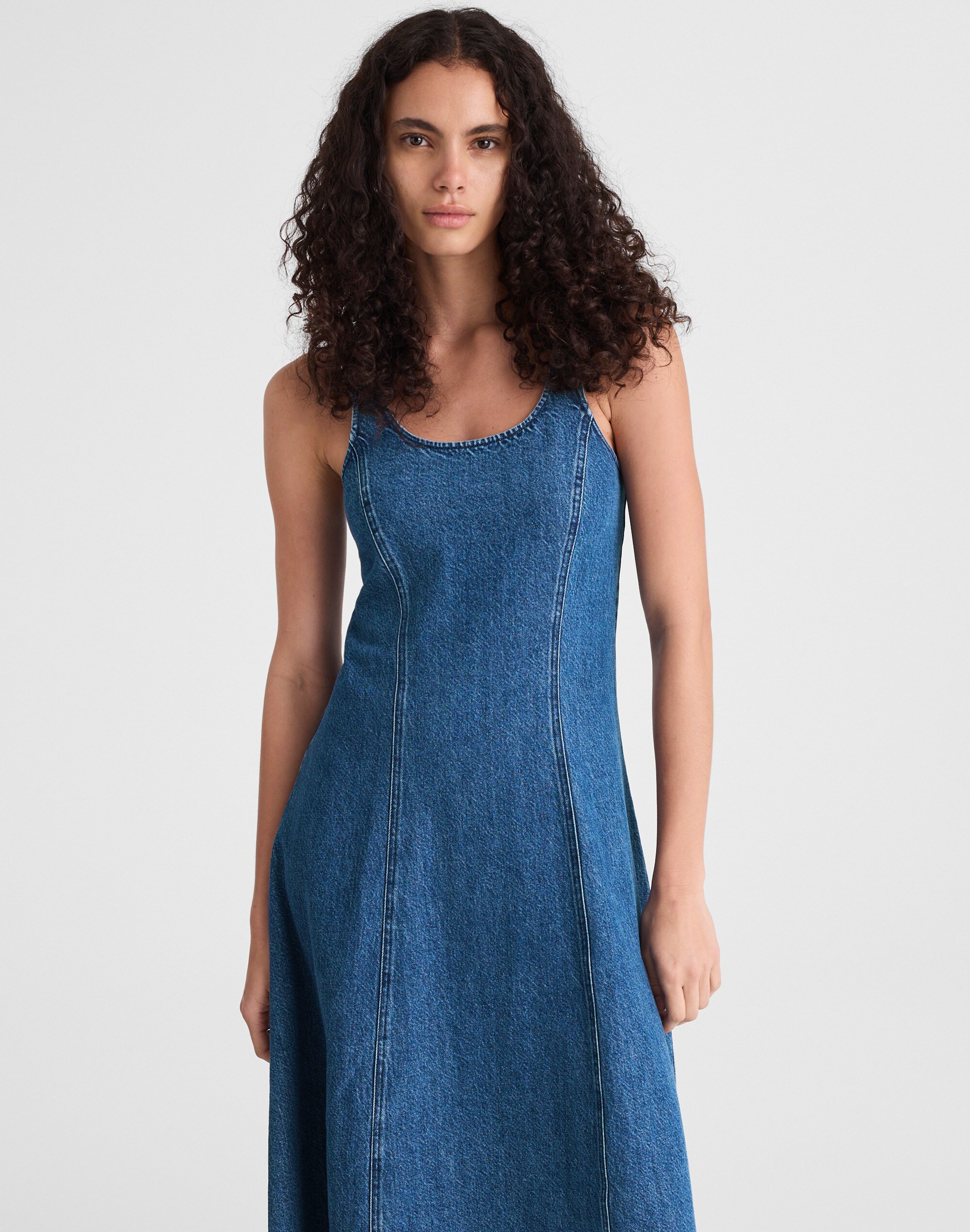 Denim Scoopneck Midi Dress Alternate Image 1