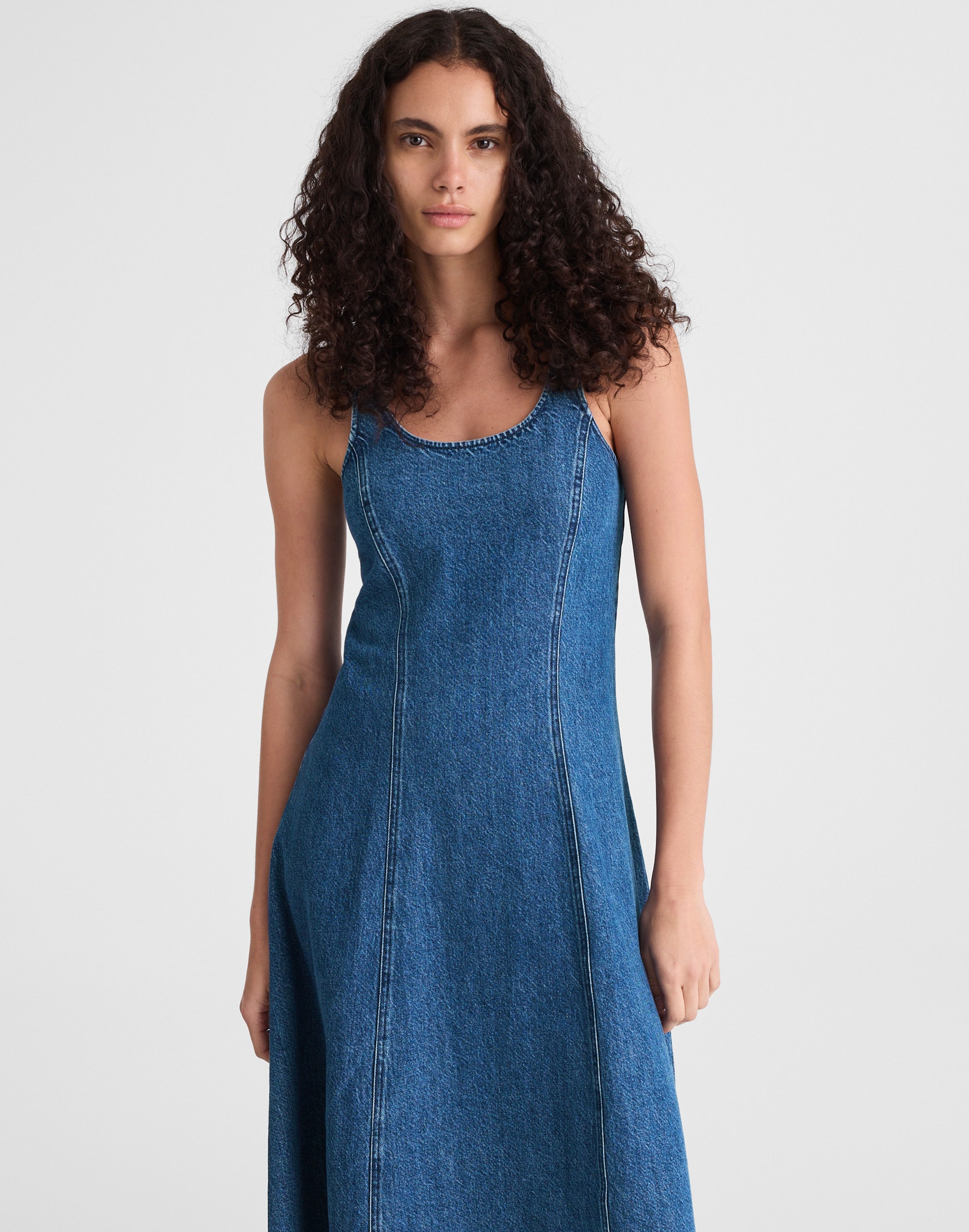 Denim Scoopneck Midi Dress