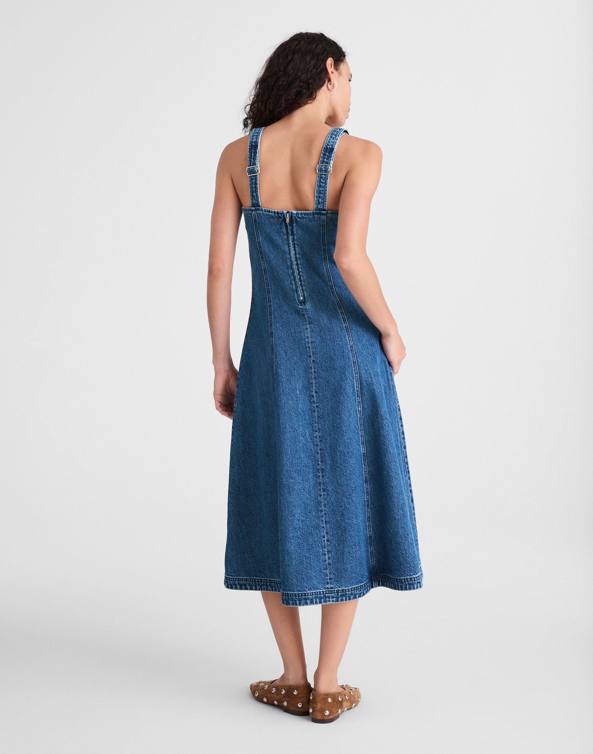 Denim Scoopneck Midi Dress