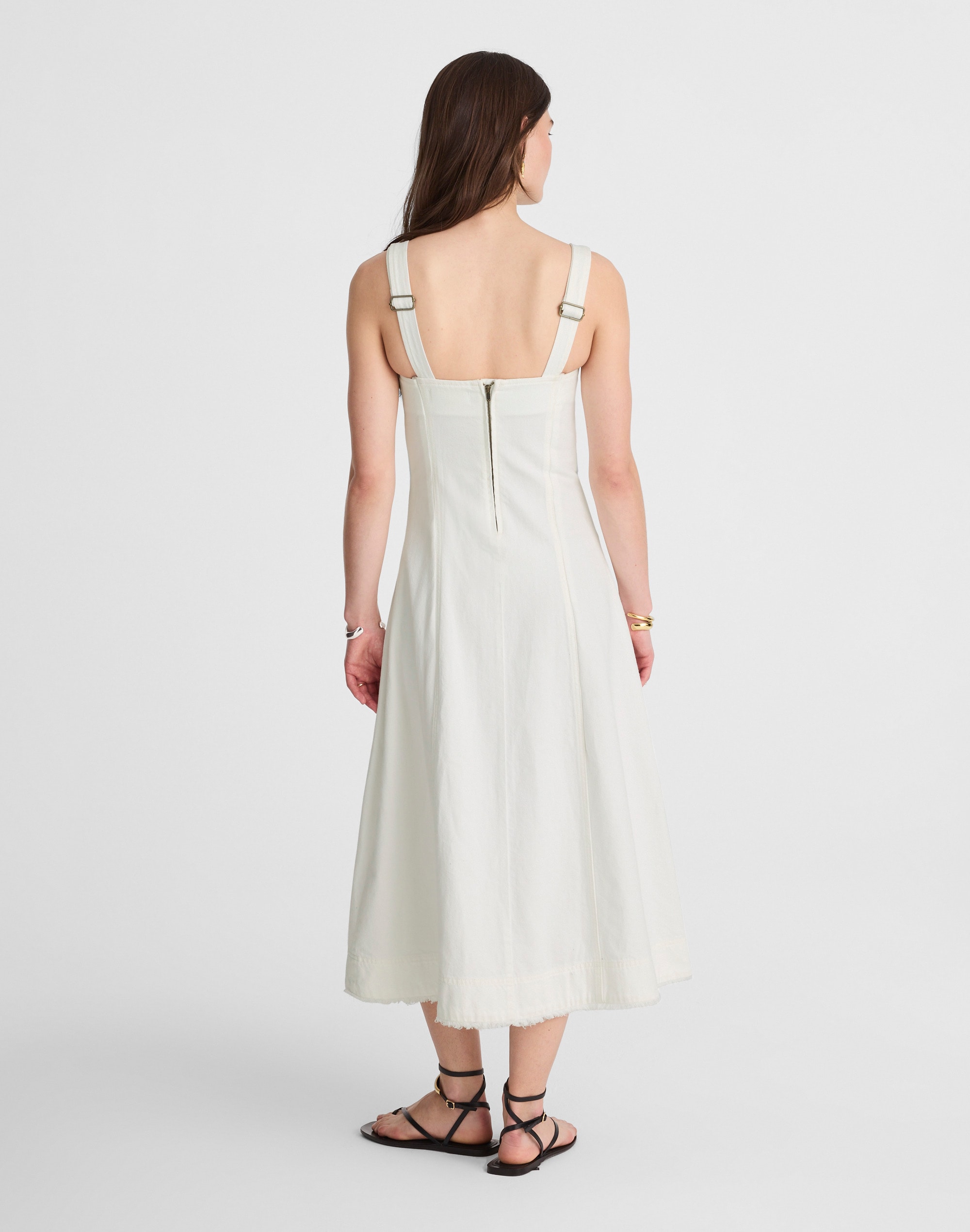Denim Scoopneck Midi Dress in Pure White Wash Alternate Image 4