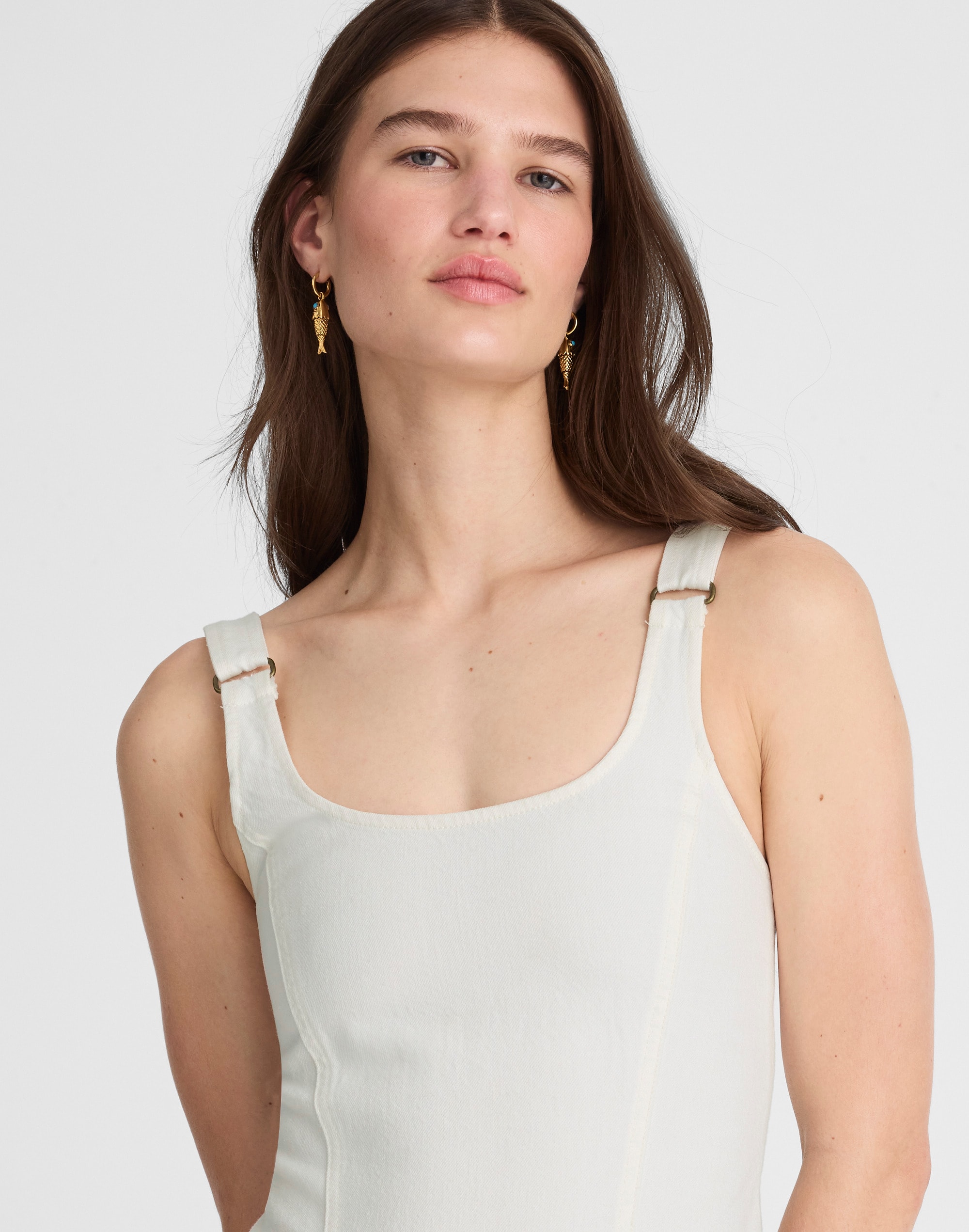 Denim Scoopneck Midi Dress in Pure White Wash Alternate Image 5