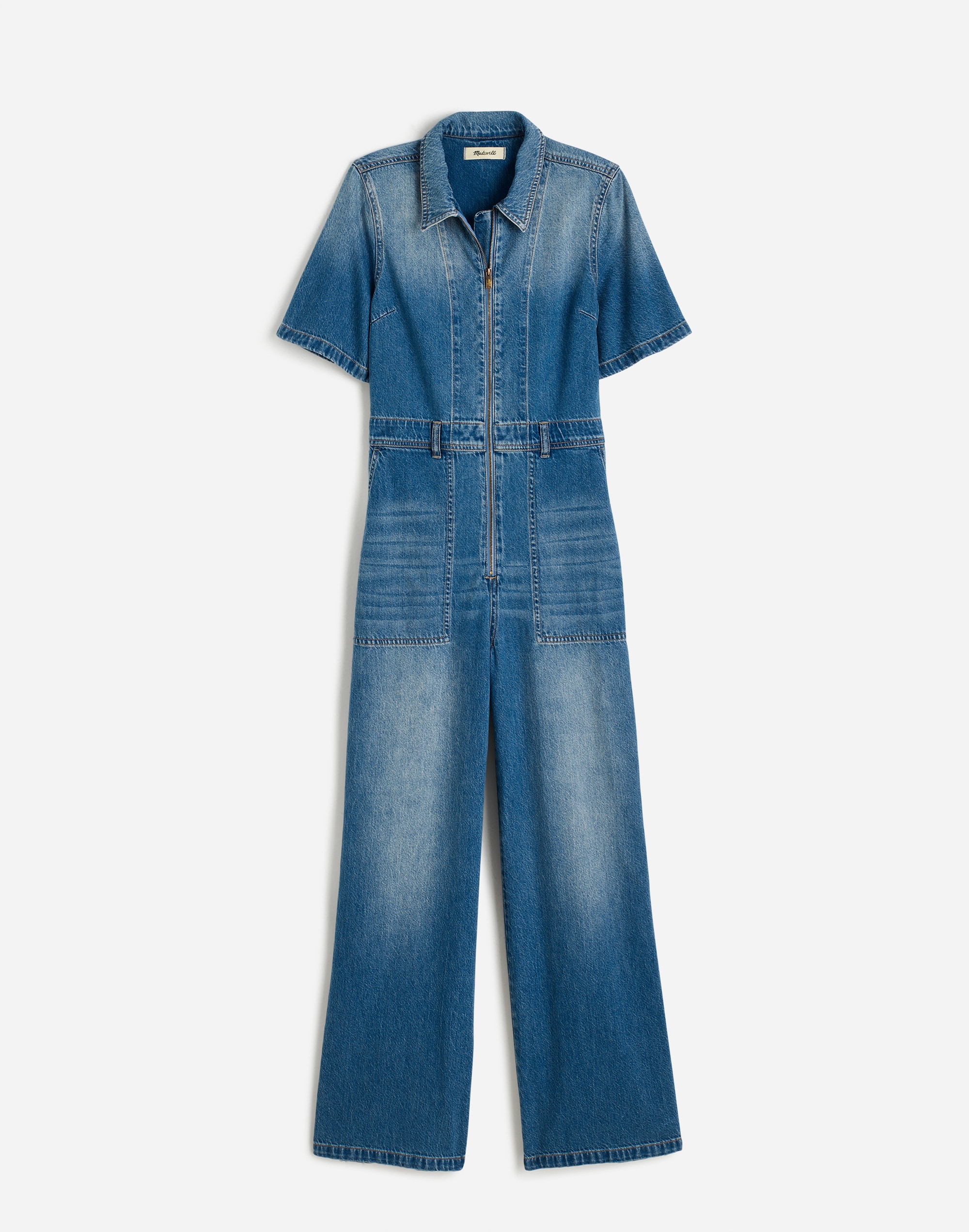 Zip-Front Denim Coveralls in Robertson Wash