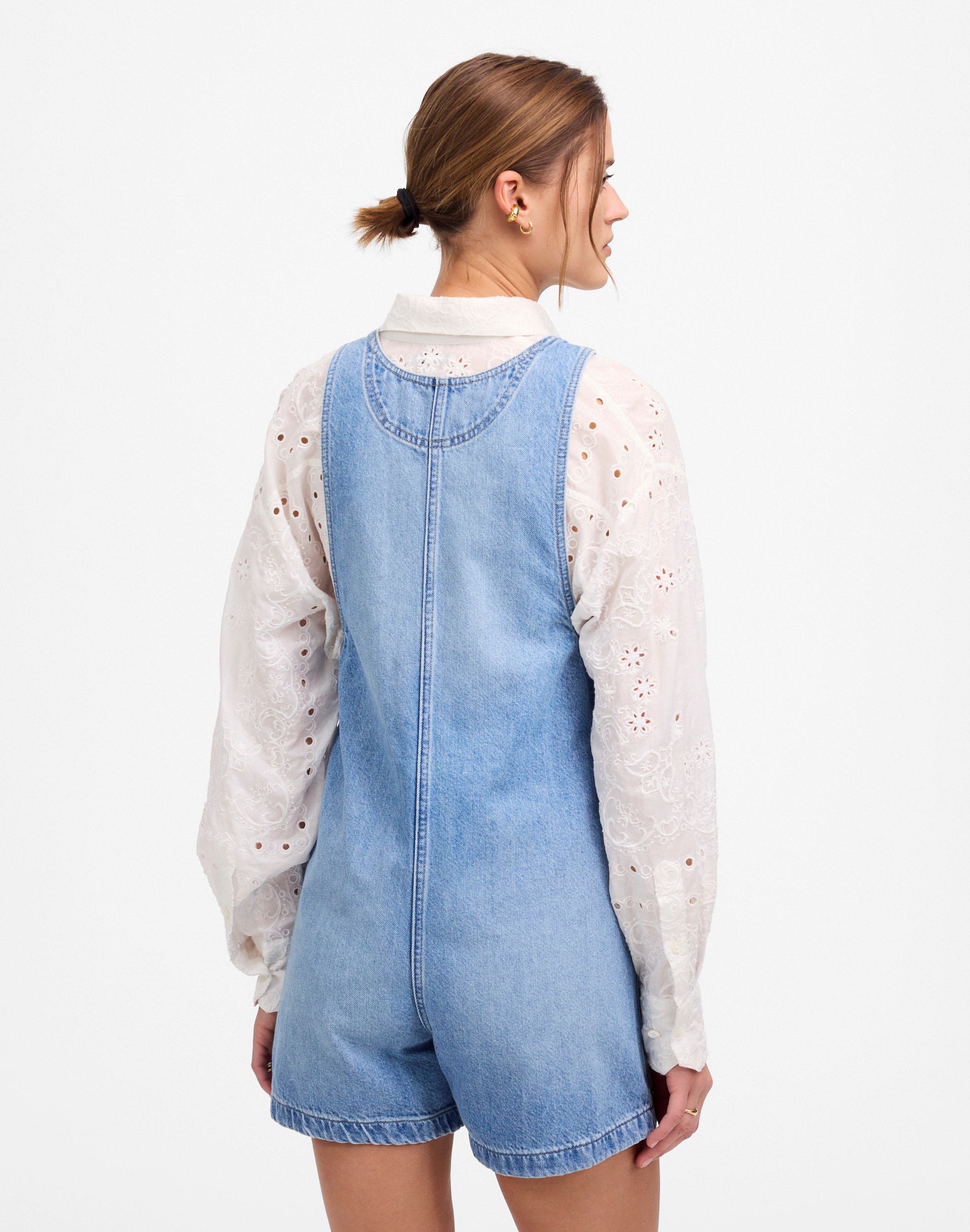 Scoopneck Denim Shortalls in Allenwood Wash Alternate Image 4