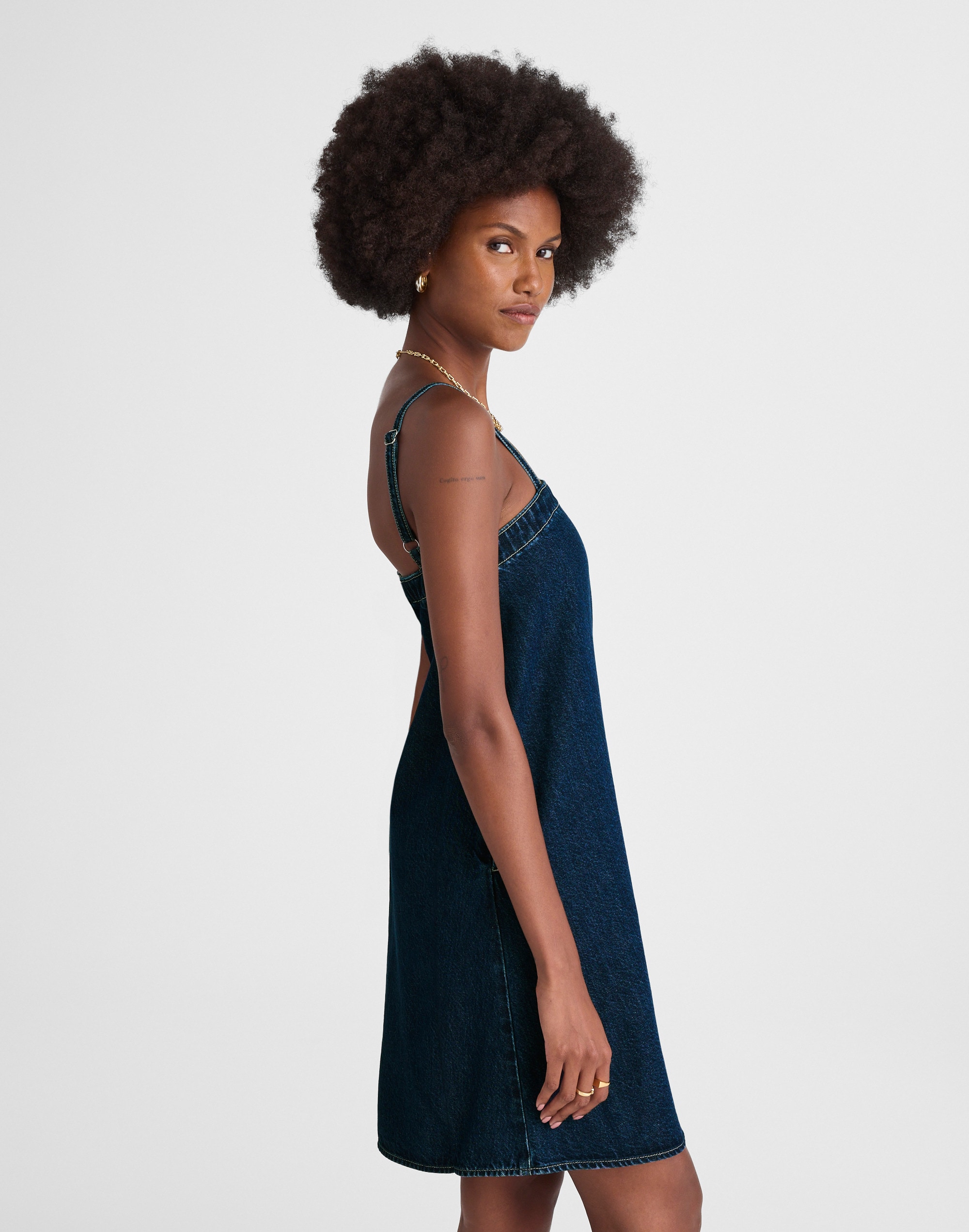 Denim A-Line Mini Dress in Bright Rinse Wash