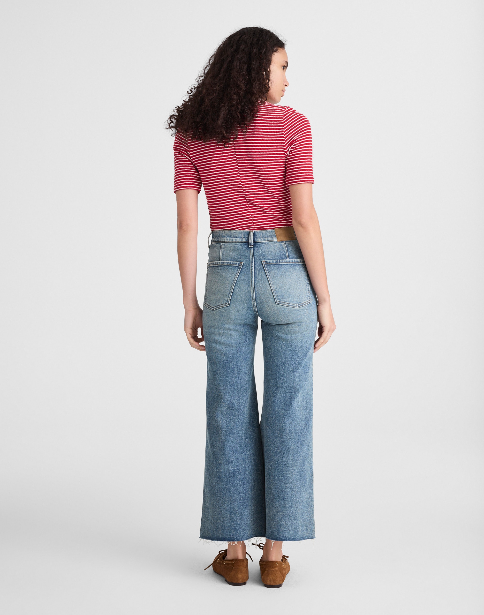 Flared Wide-Leg Crop Jeans