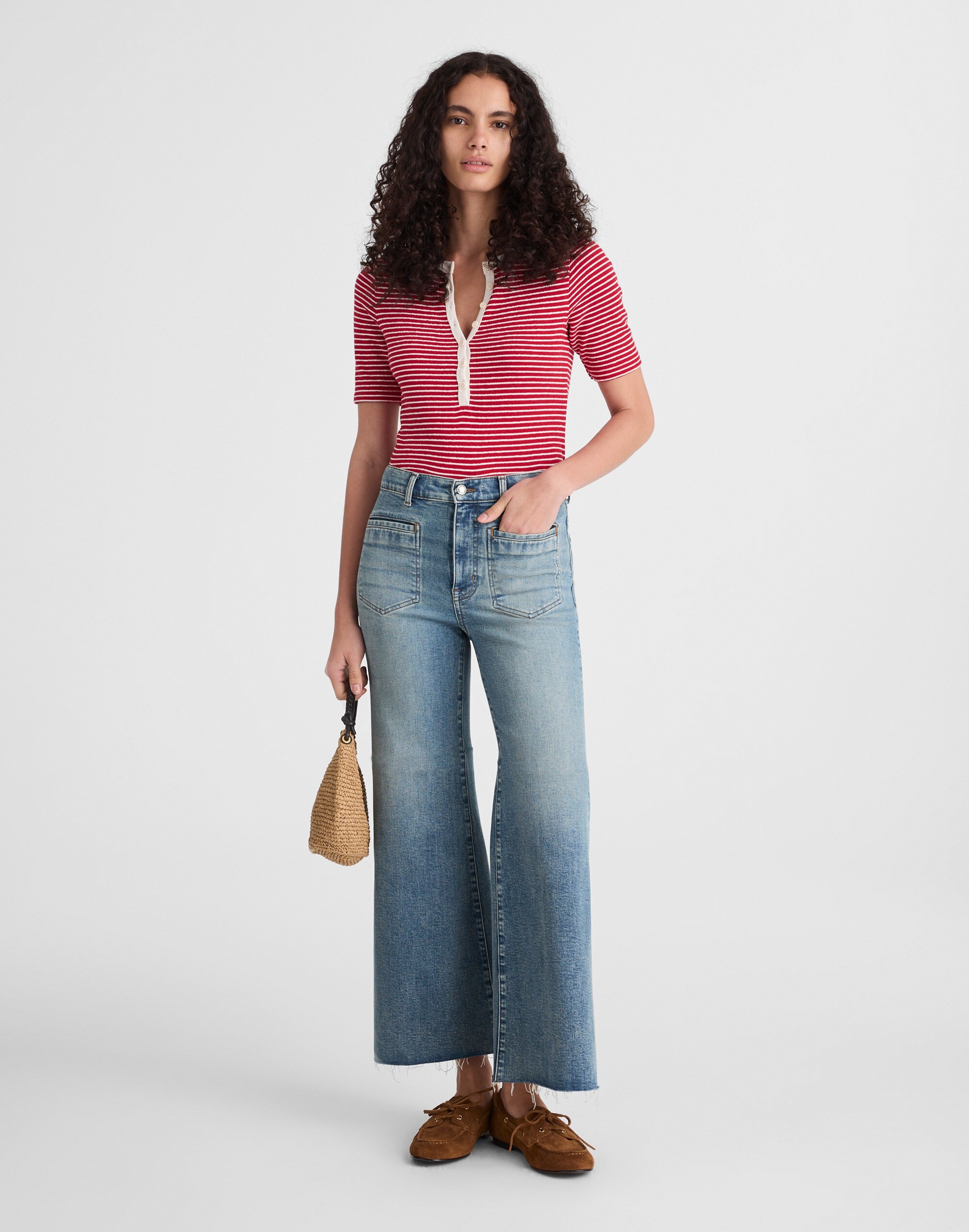 Flared Wide-Leg Crop Jeans