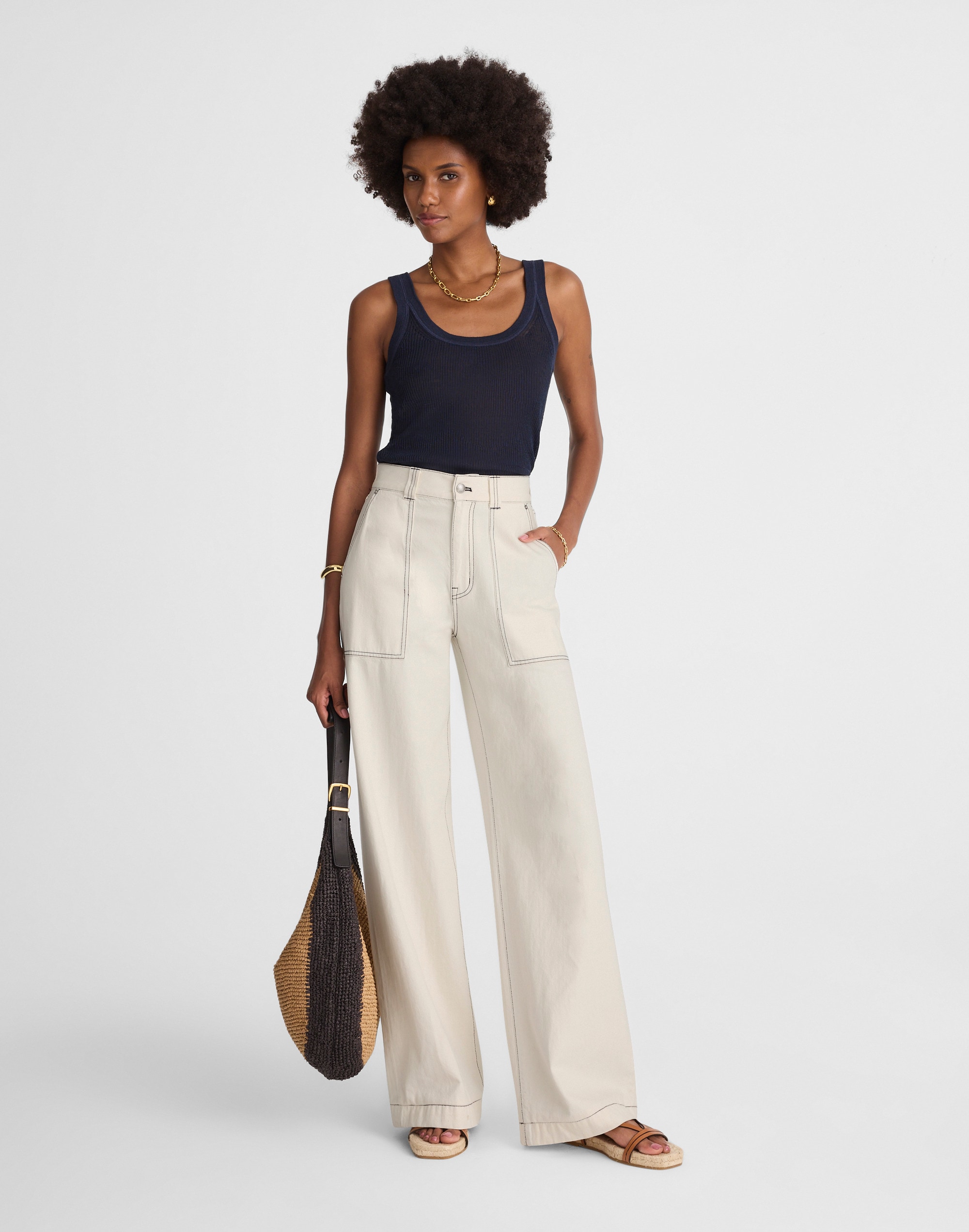 Superwide-Leg Utility Jeans in Vintage Canvas