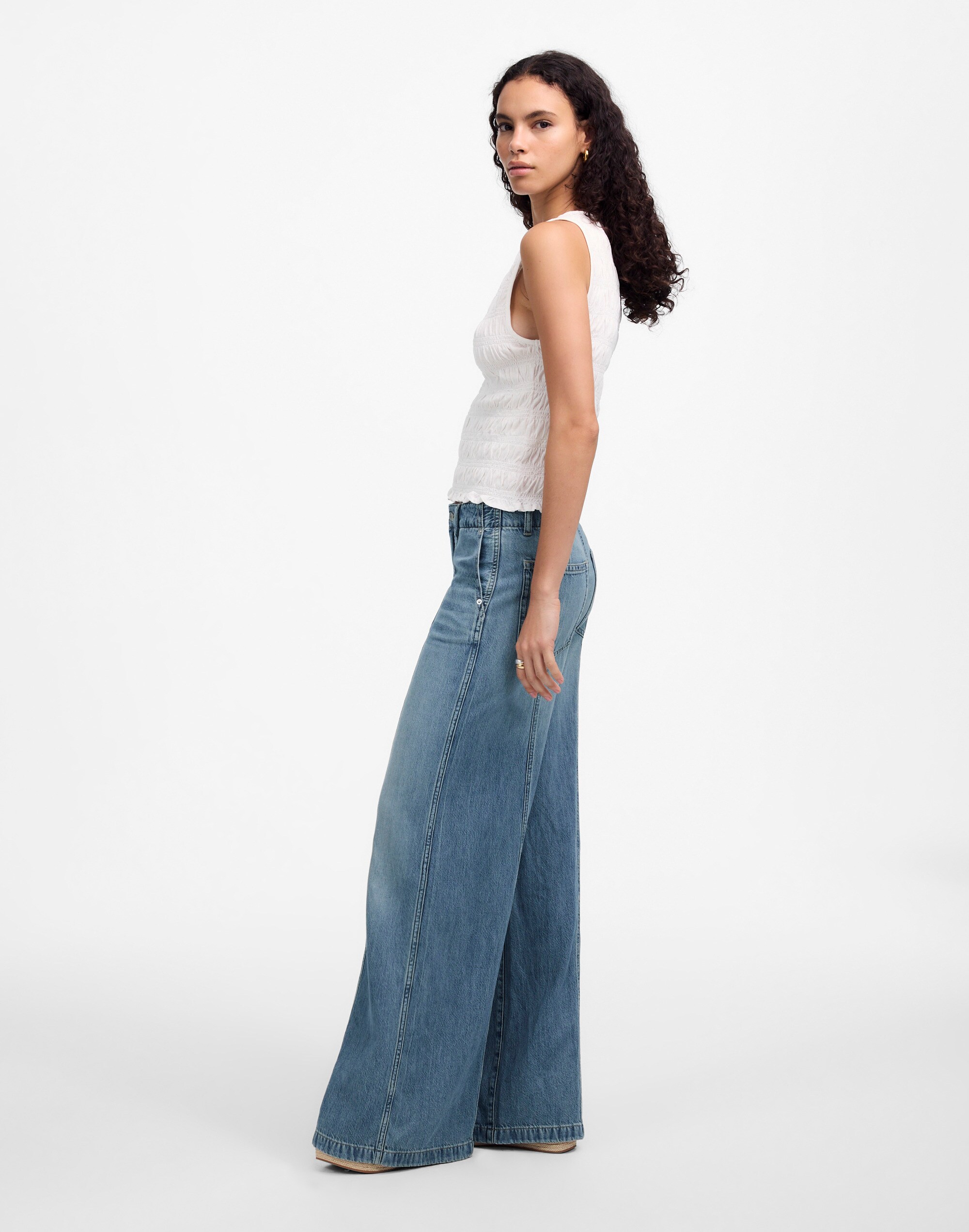 Petite Wide-Sweep Trousers: Airy Denim Edition
