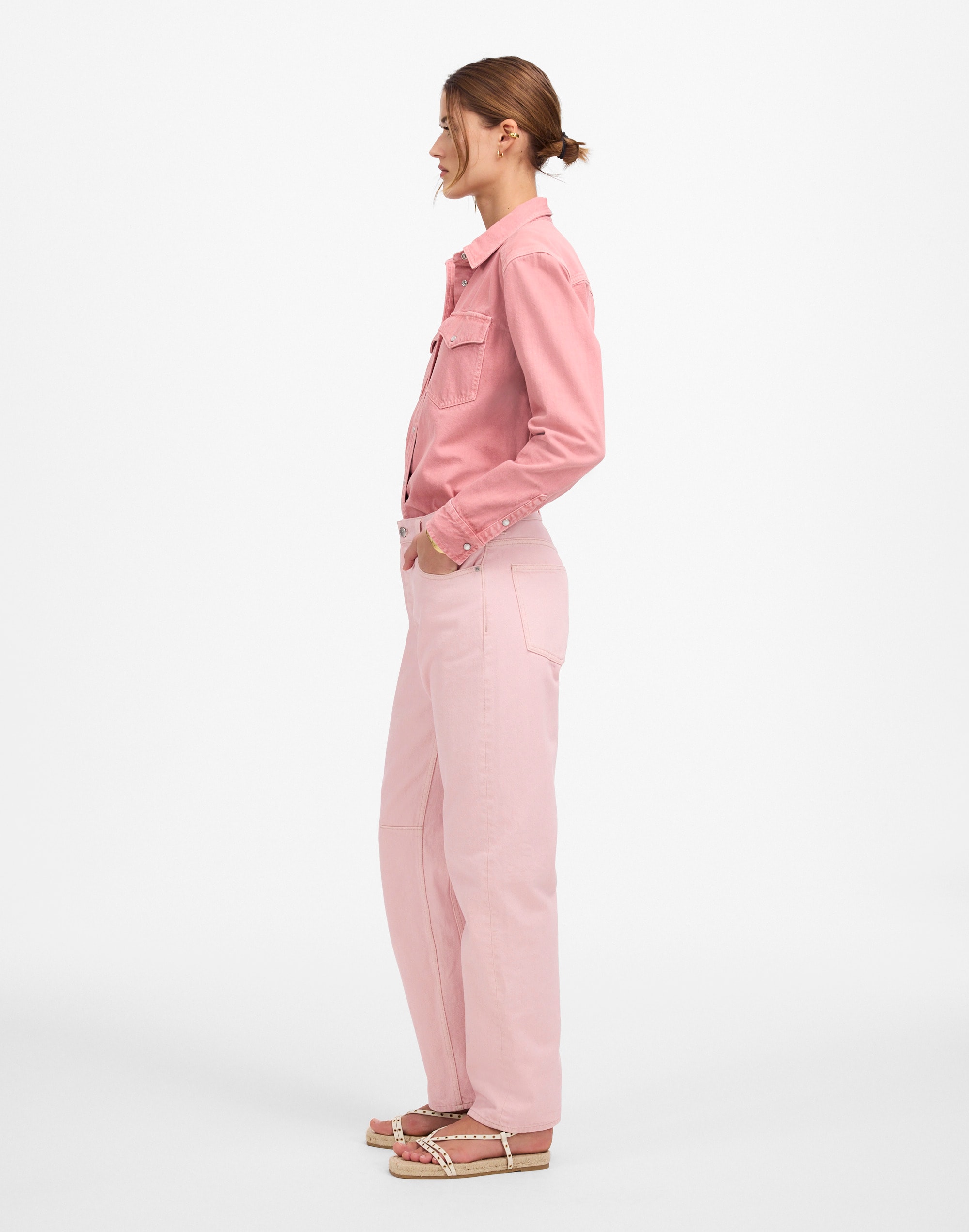 The Darted Barrel-Leg Jean in Garment-Dyed Denim Alternate Image 3