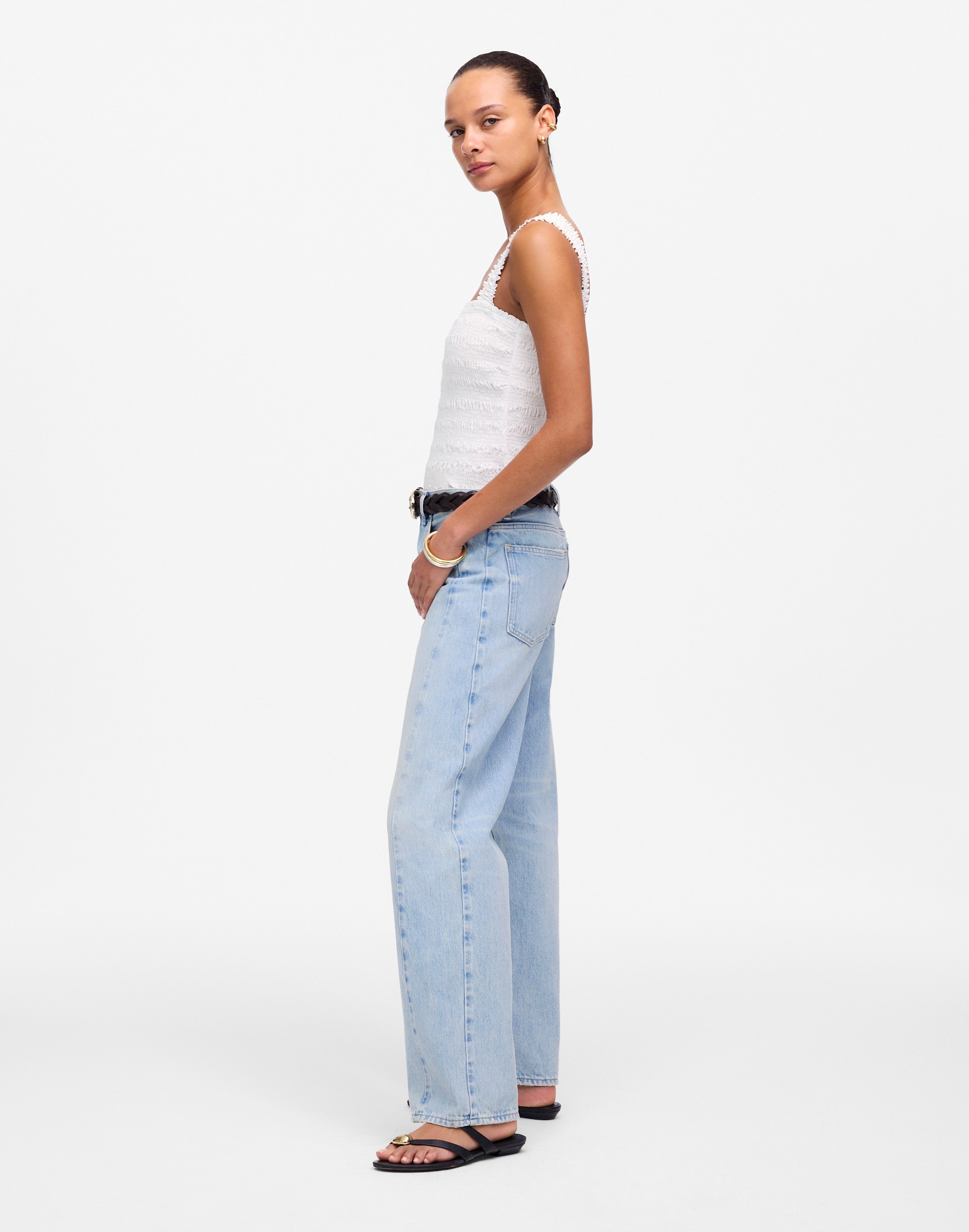 Pieced Barrel-Leg Jeans