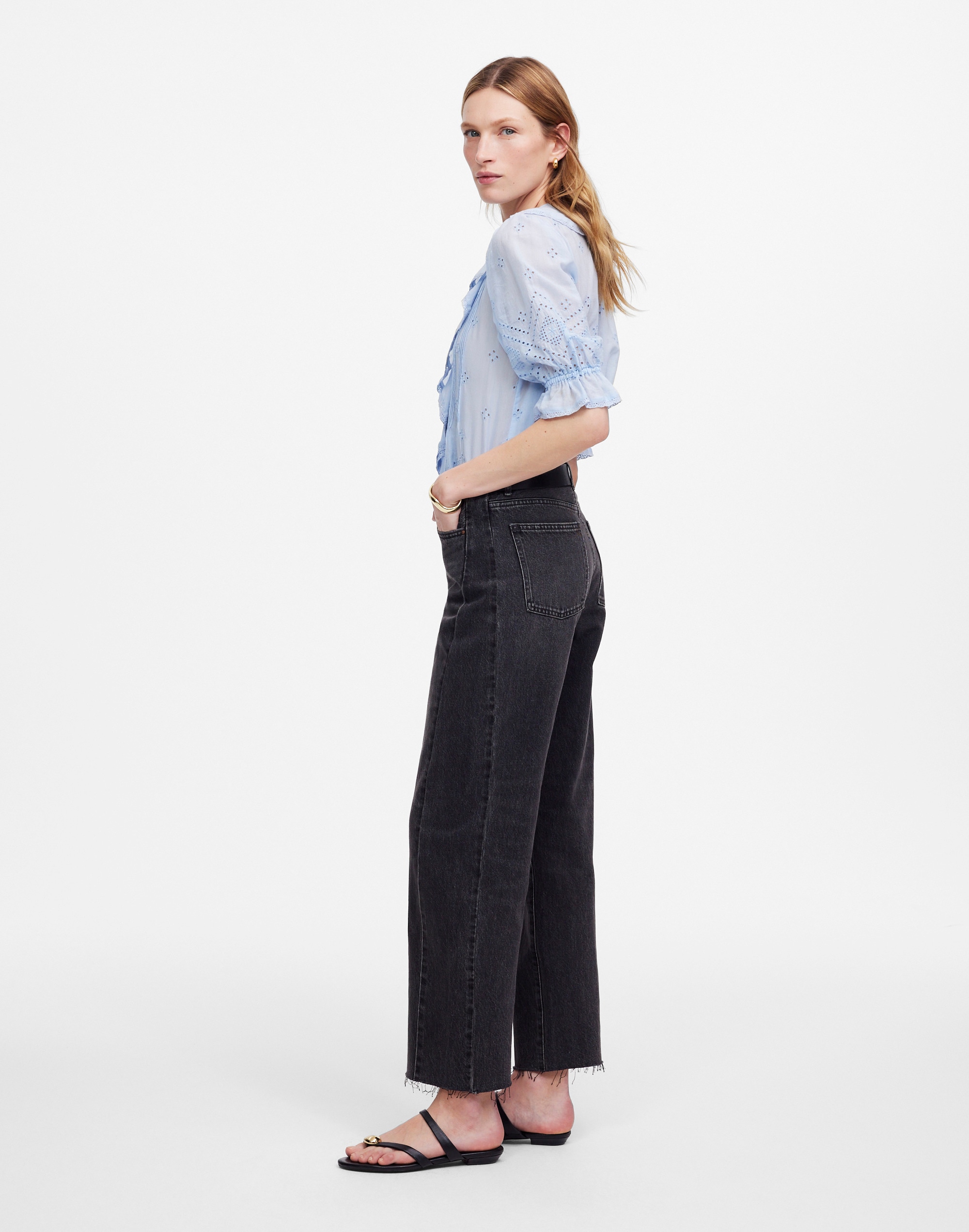Petite Pieced Barrel-Leg Jeans