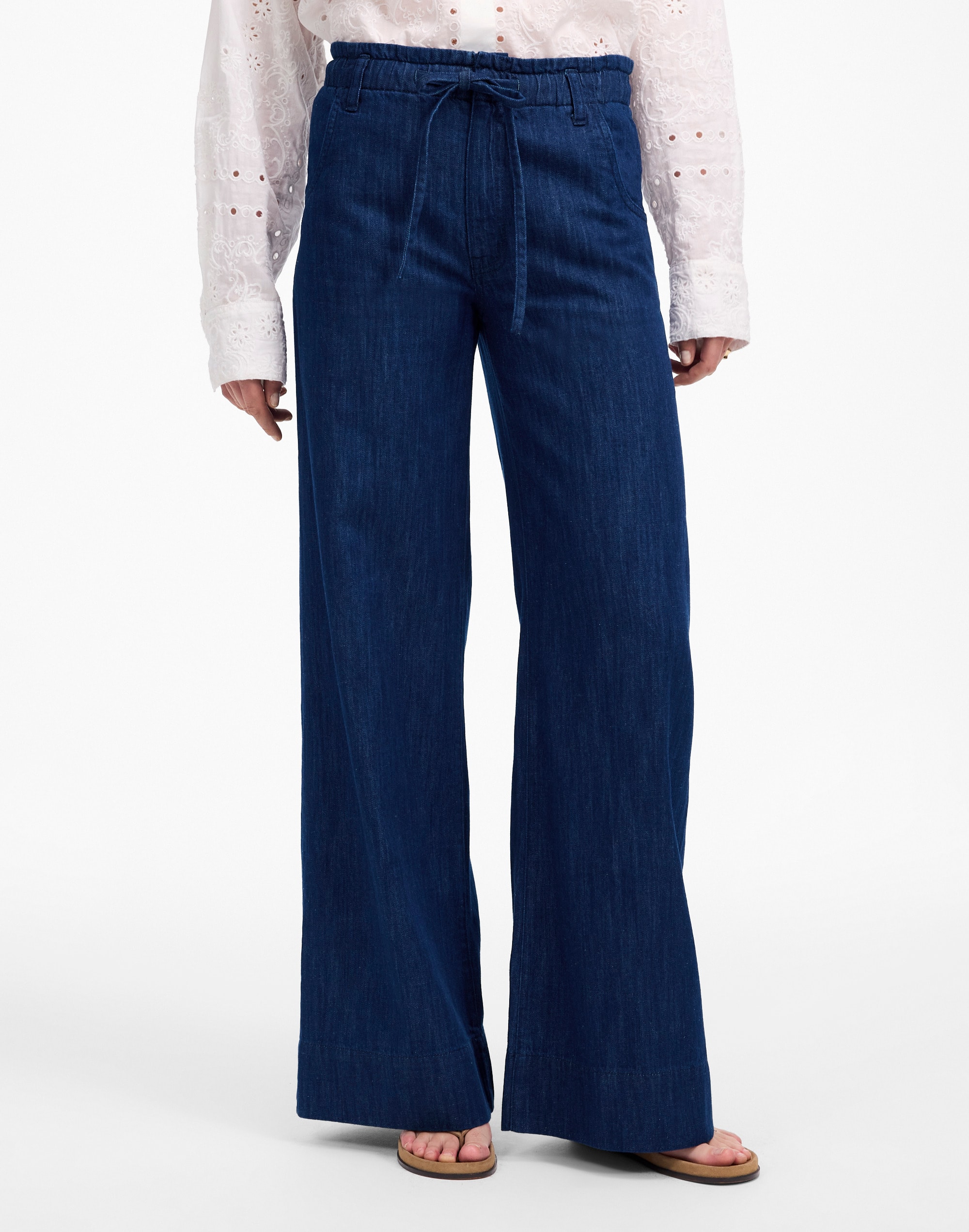 The Denim Pull-On Wide-Leg Pant in Bright Rinse Wash Alternate Image 1