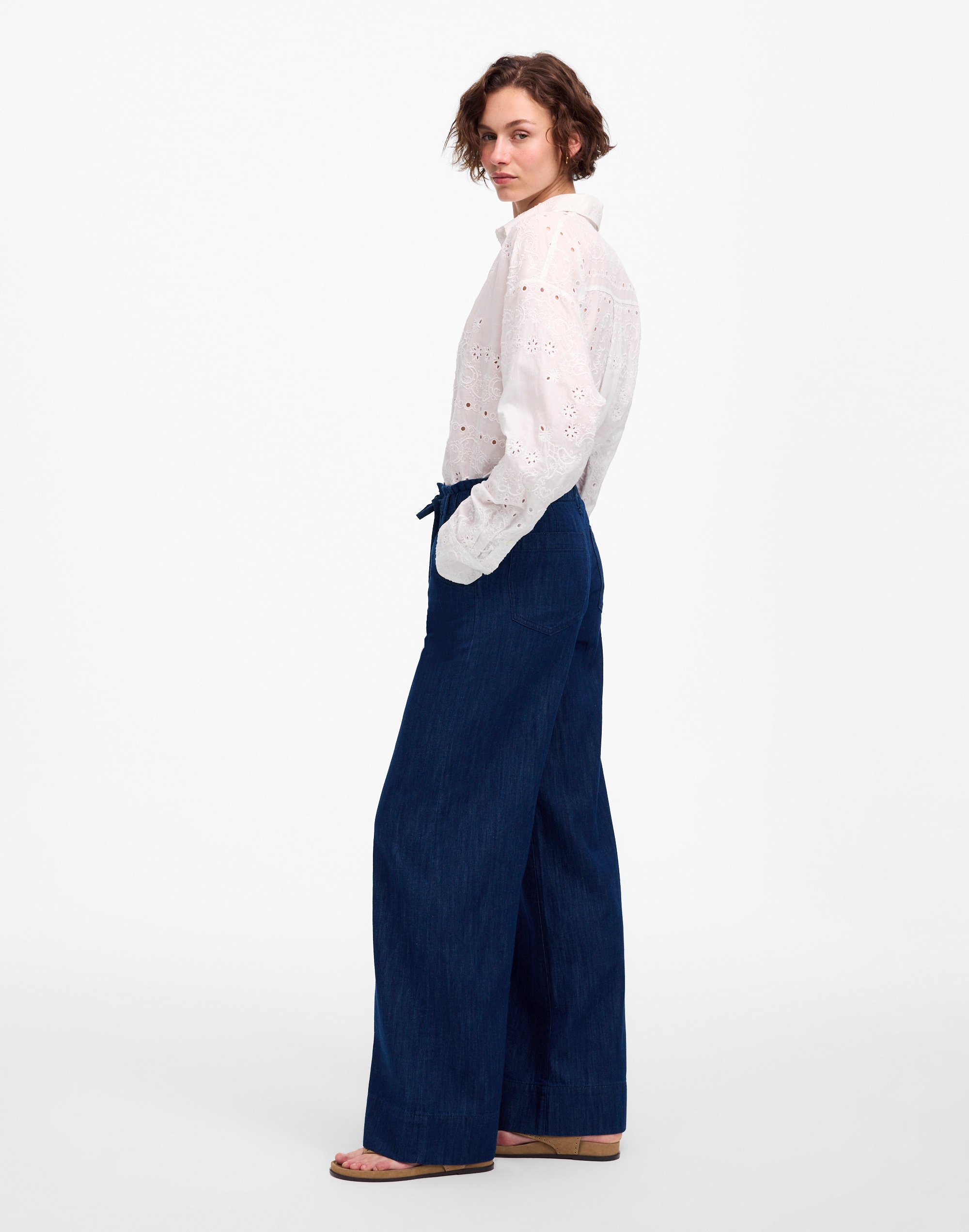 The Denim Pull-On Wide-Leg Pant in Bright Rinse Wash Alternate Image 3
