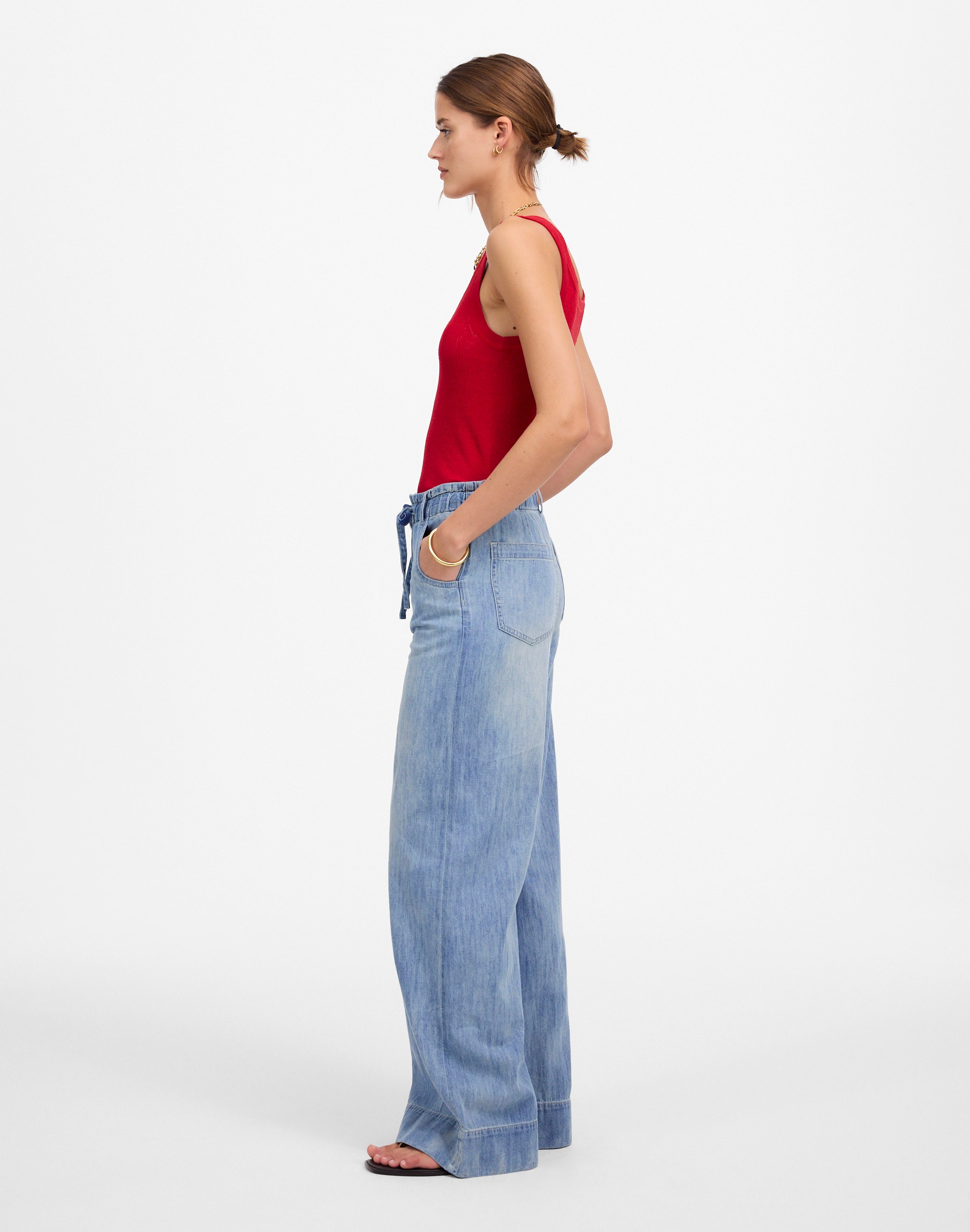 The Denim Pull-On Wide-Leg Pant