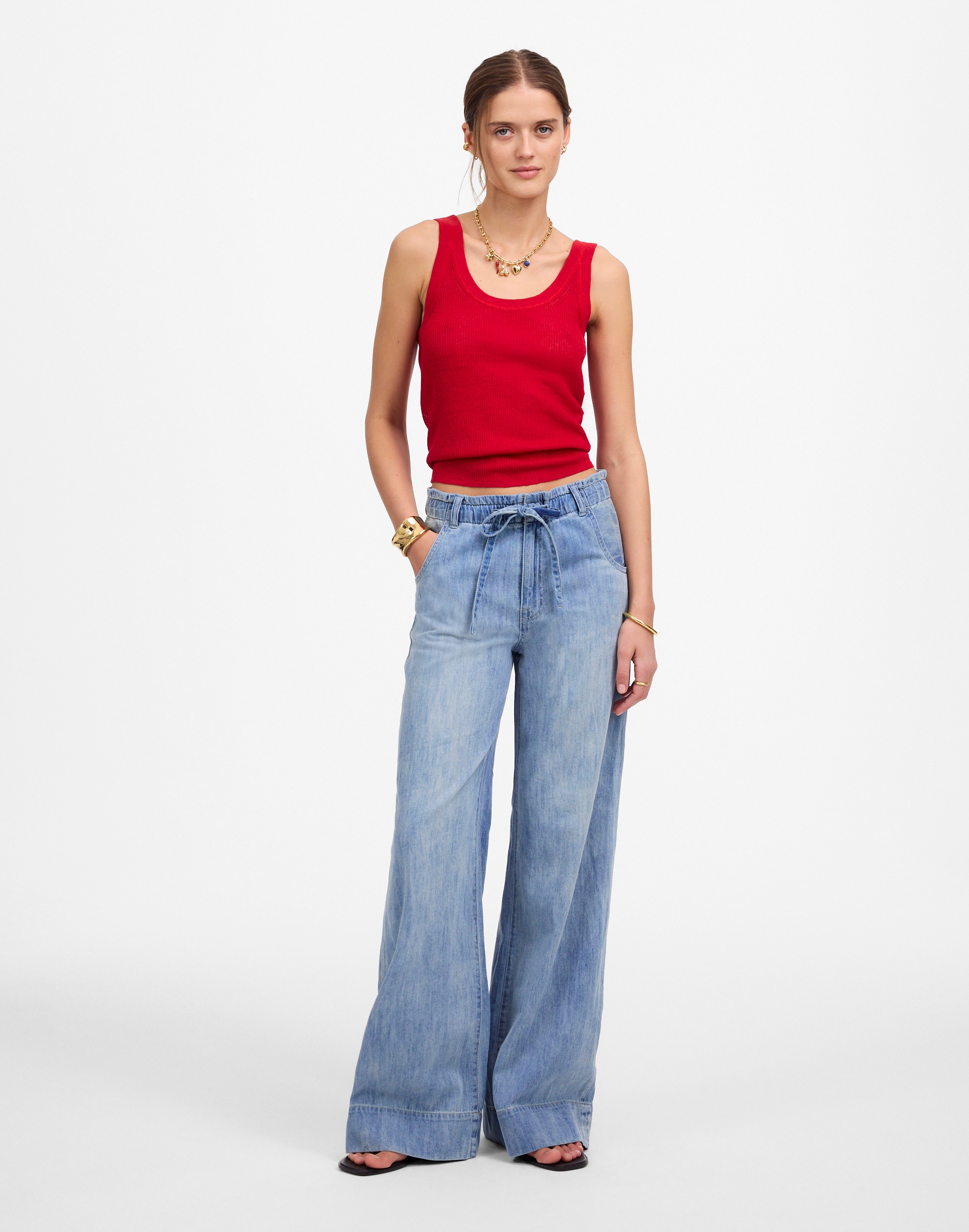 The Denim Pull-On Wide-Leg Pant