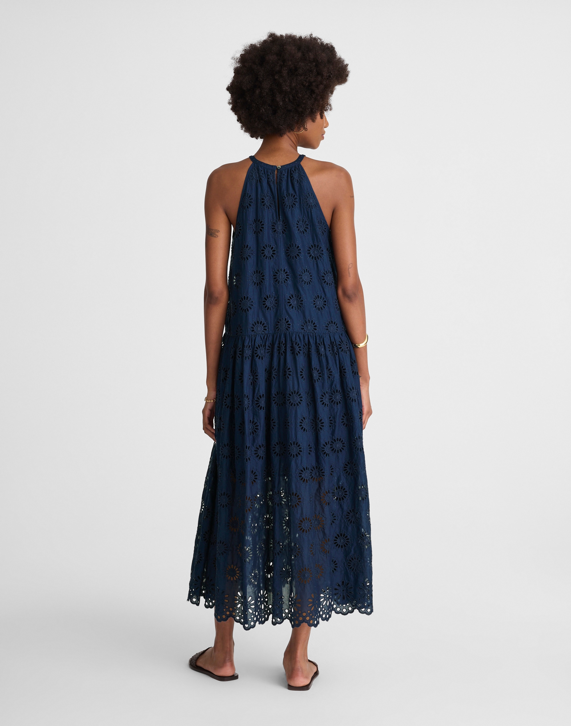 Embroidered Drop-Waist Maxi Dress