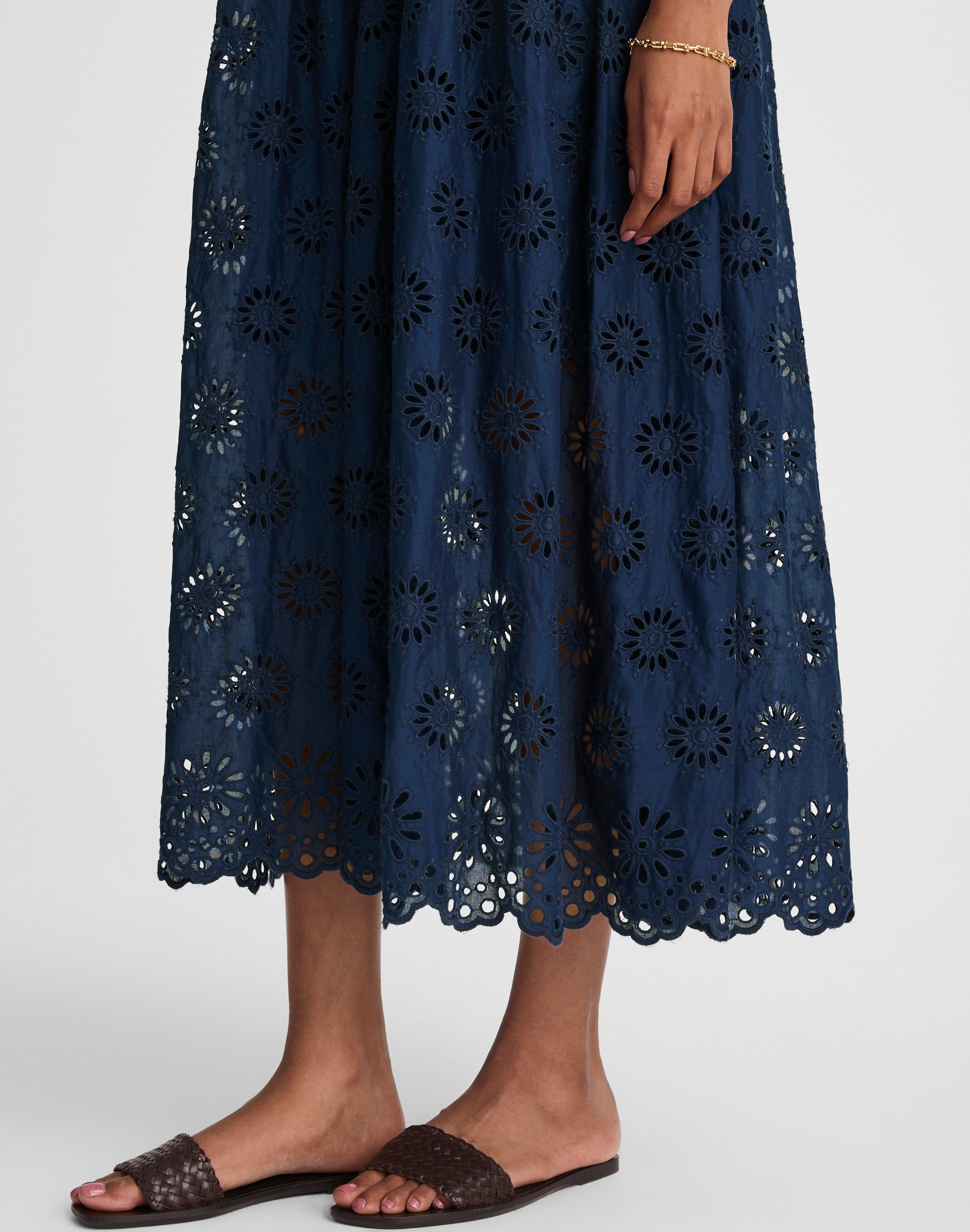 Embroidered Drop-Waist Maxi Dress