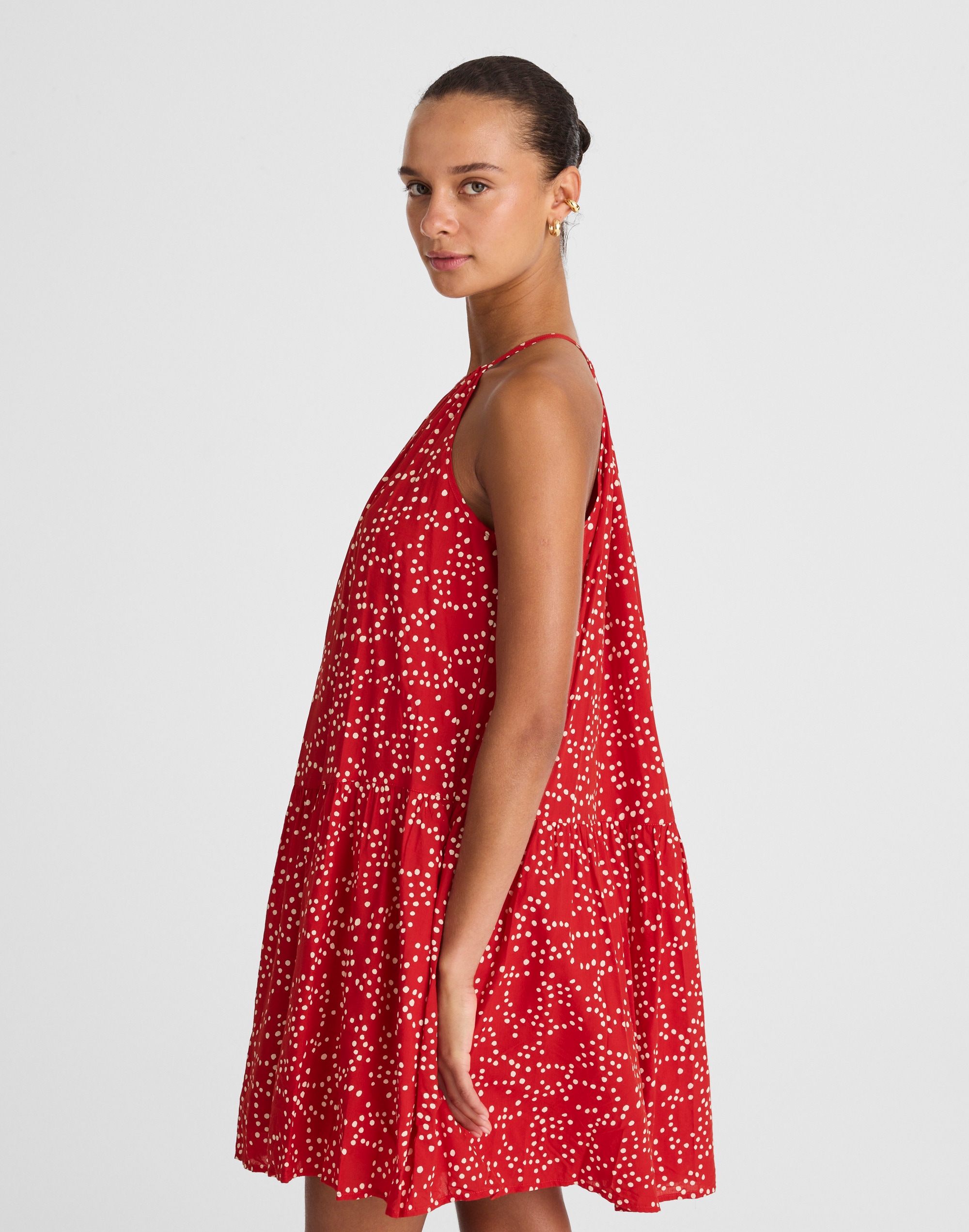 Drop-Waist Mini Dress in Dot