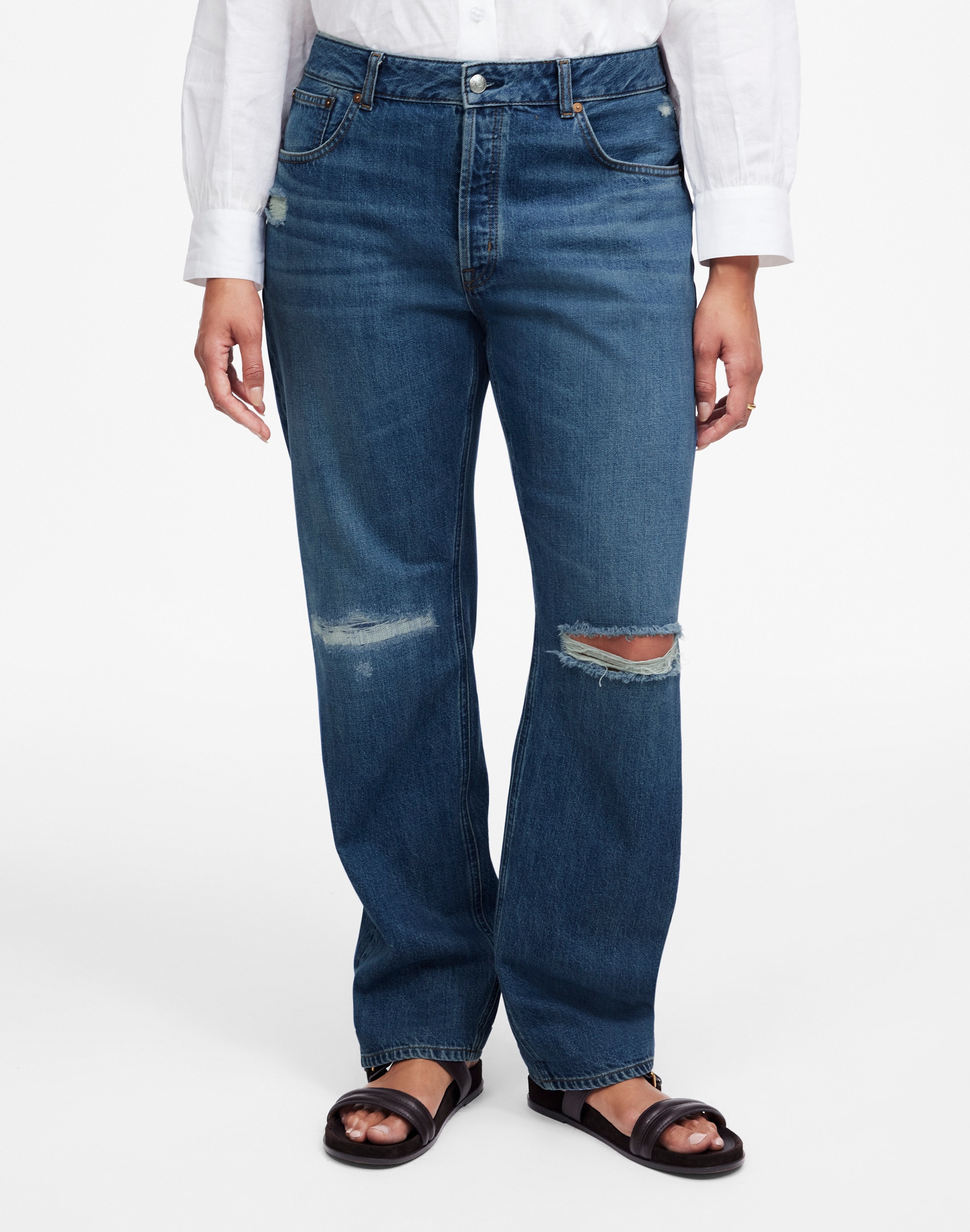 The Curvy Dean Easy Straight Crop Jean in Labette Wash