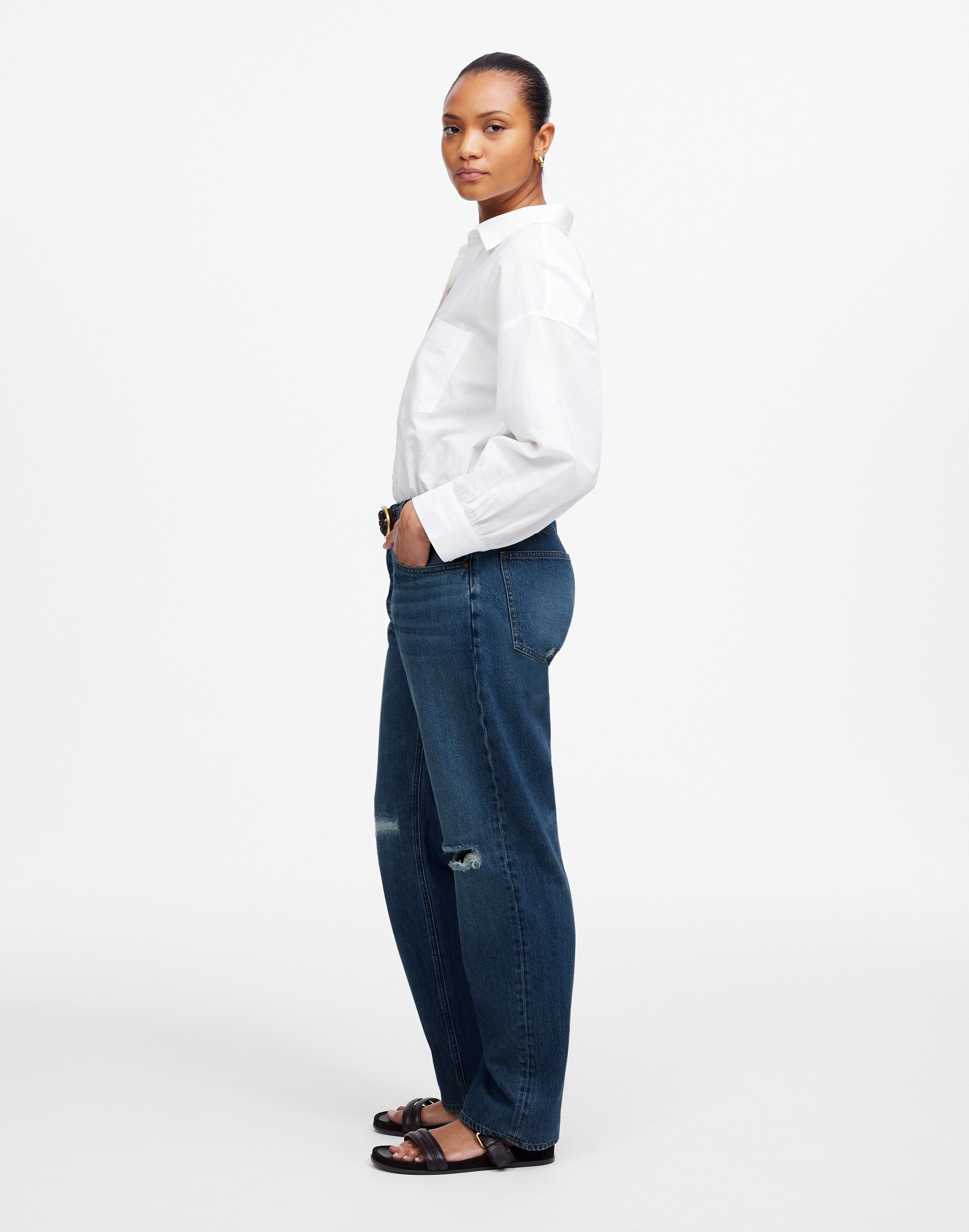 The Curvy Dean Easy Straight Crop Jean in Labette Wash