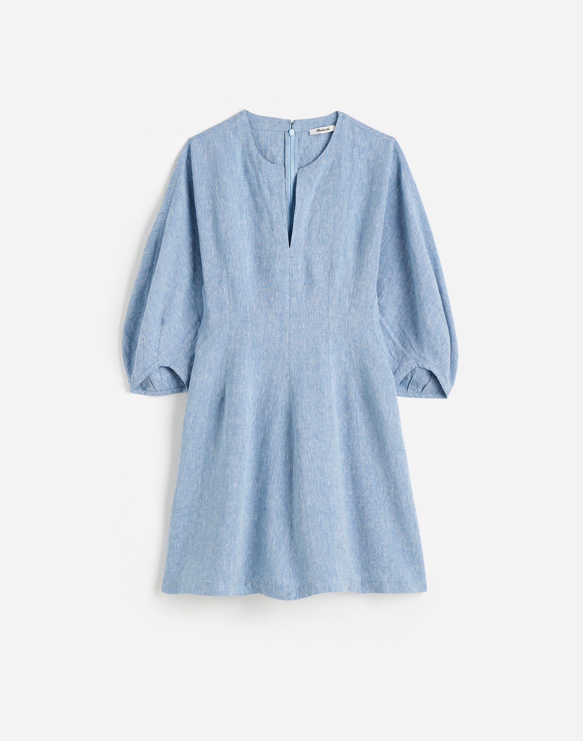 Splitneck Mini Dress in 100% Linen