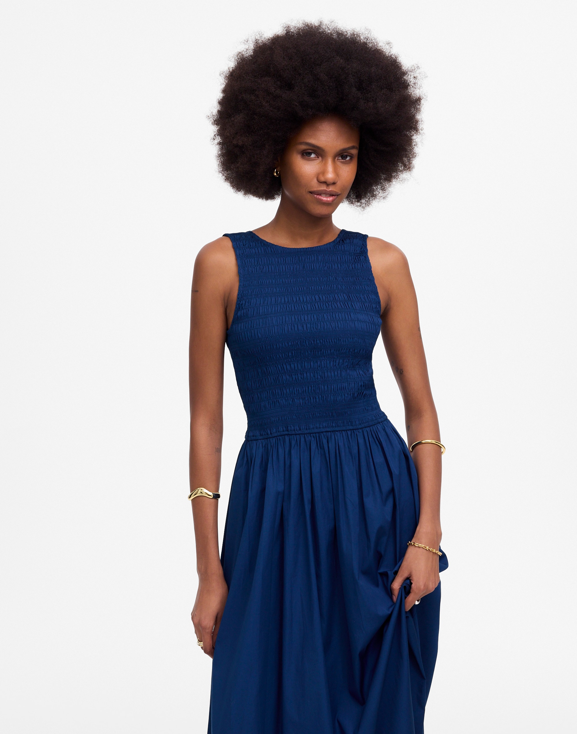 The Melody Scoopback Smocked Midi Dress