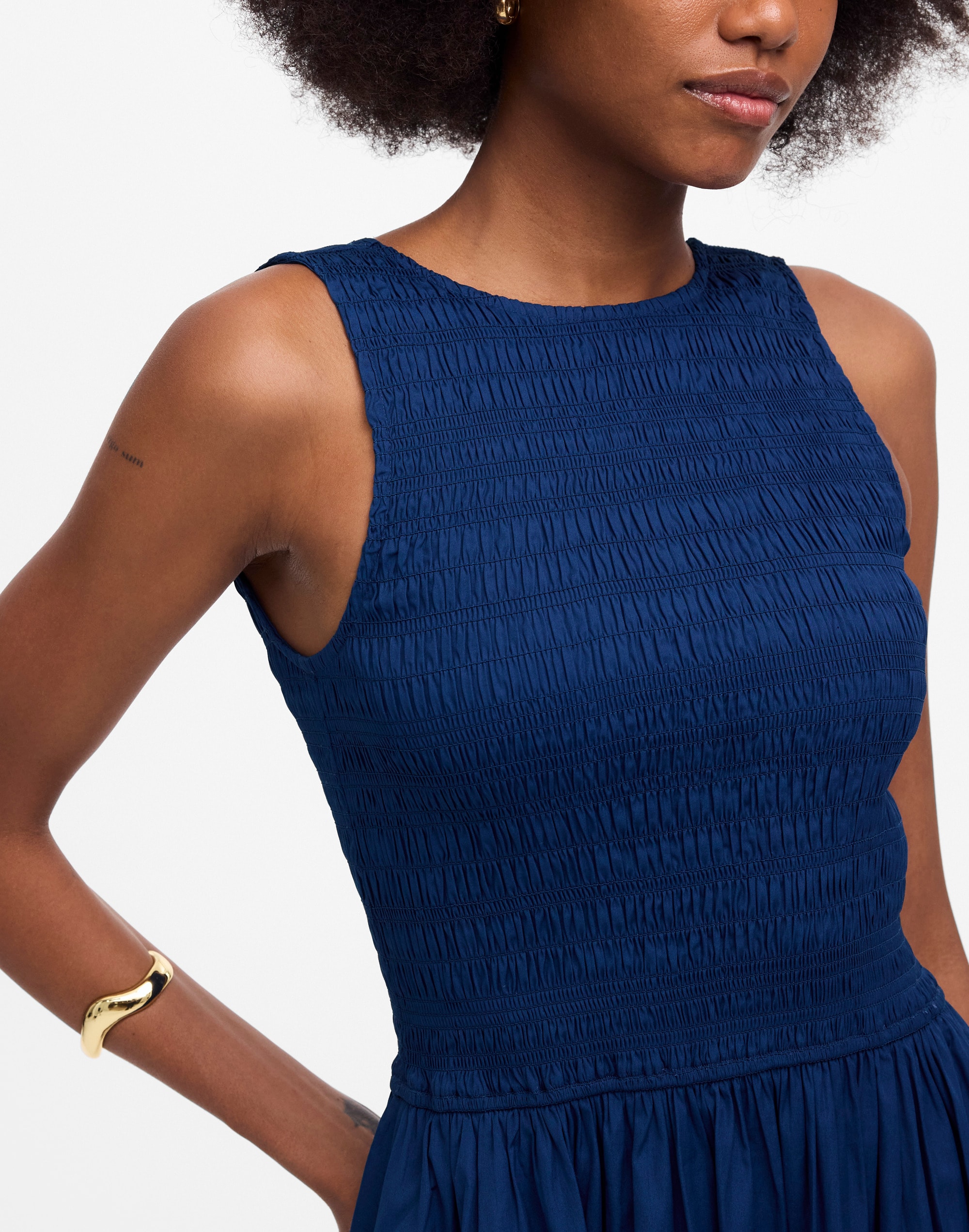 The Melody Scoopback Smocked Midi Dress