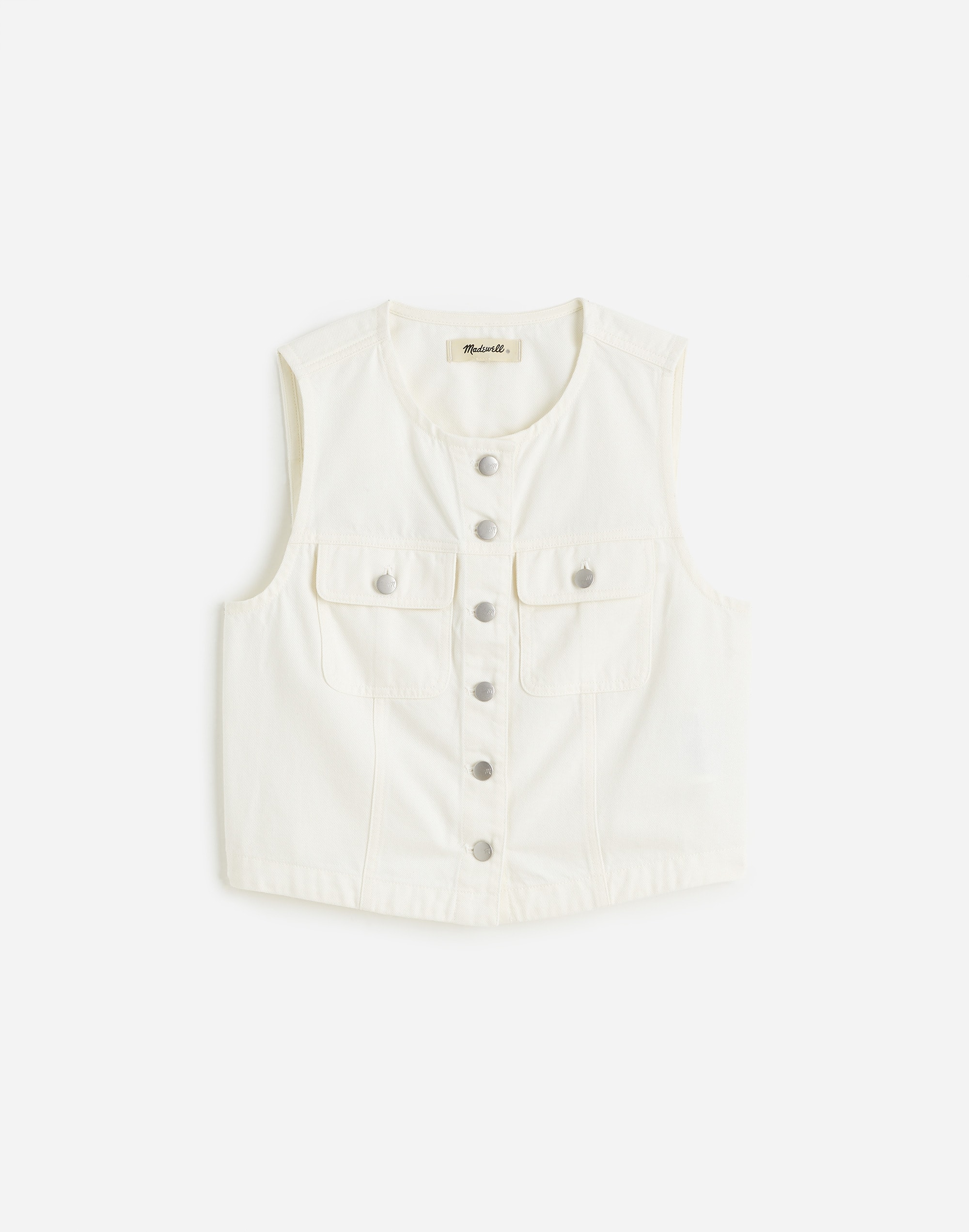 Cropped Vest in Tile White: Airy Denim Edition