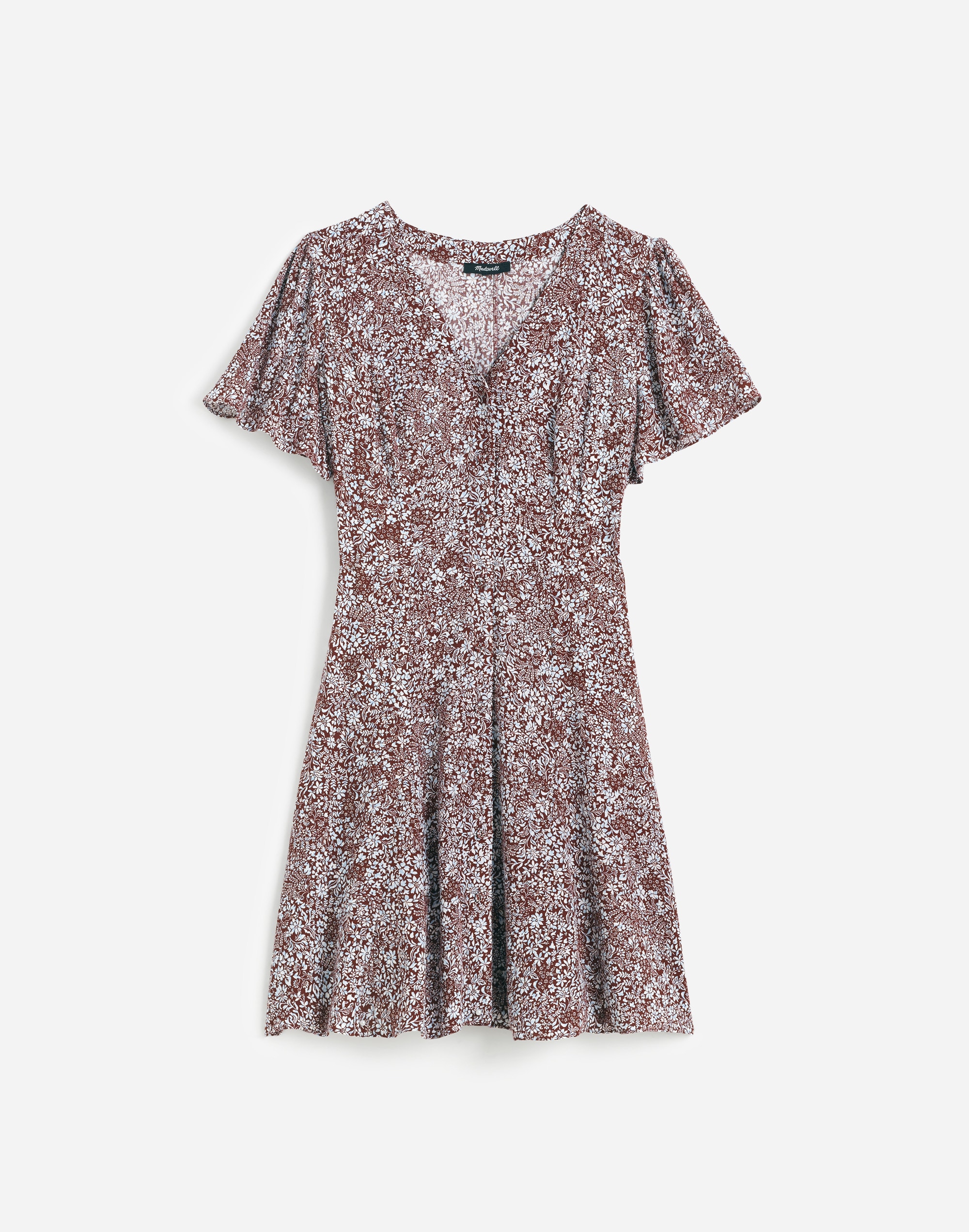 Button-Front Mini Dress in Floral